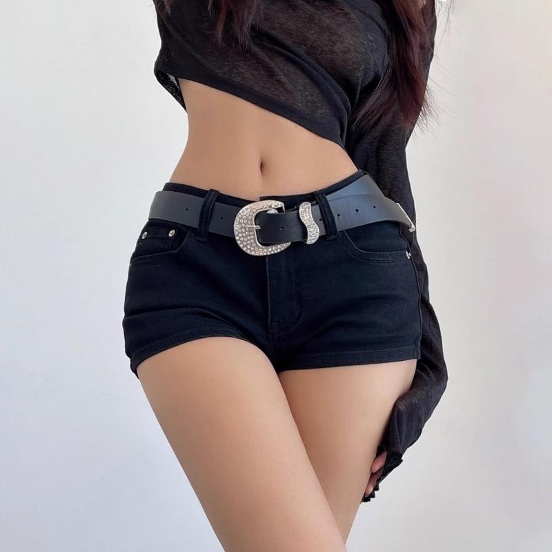 Y2k Schwarz Sexy Gothic Denim Shorts Frauen Dünne High Street Low Waist Sommer Streetwear Chic Punk Style Fashion Damen