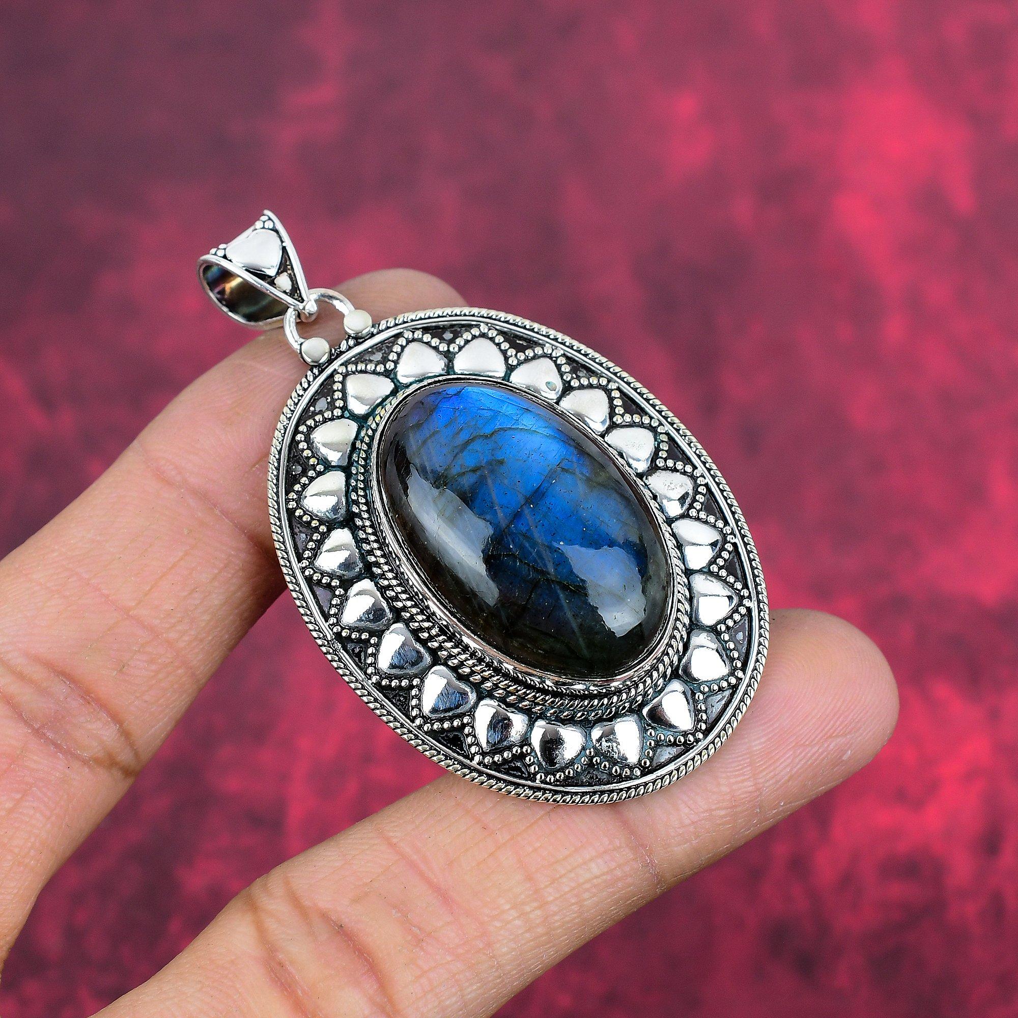 Labradorite Pendant, Handmade Gemstone 925 Sterling Silver Pendant Antique Jewelry, For Gift Silver Jewelry