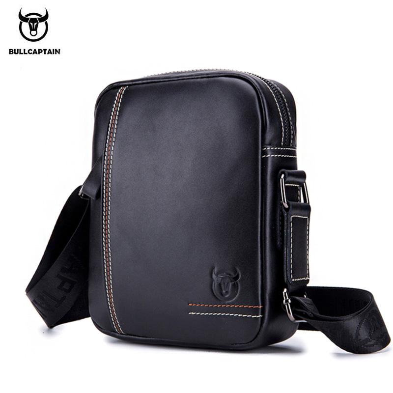 BULLCAPTAIN Men's Crossbody Bag Men Shoulder Bags Zippers Handbags Large Capacity Genuine Leather  Bag For Male Messenger Tote Bags