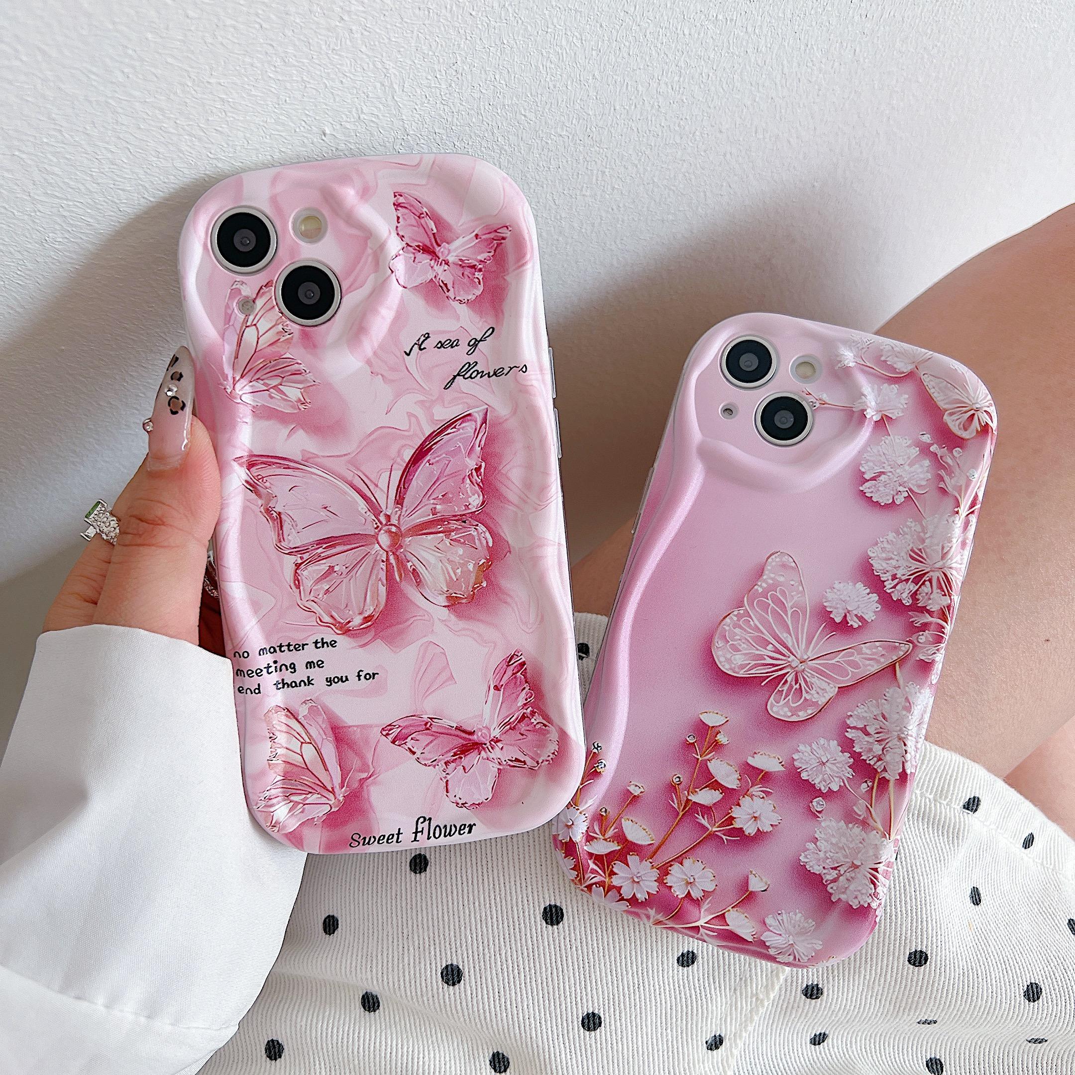 Silicone Case for Xiaomi Redmi Note 14 13 Samsung A56 A26 A36 Oppo A3 A5 Pro Tecno Spark 30C Funda Cartoon Butterfly Flowers Cover Soft TPU Bumper