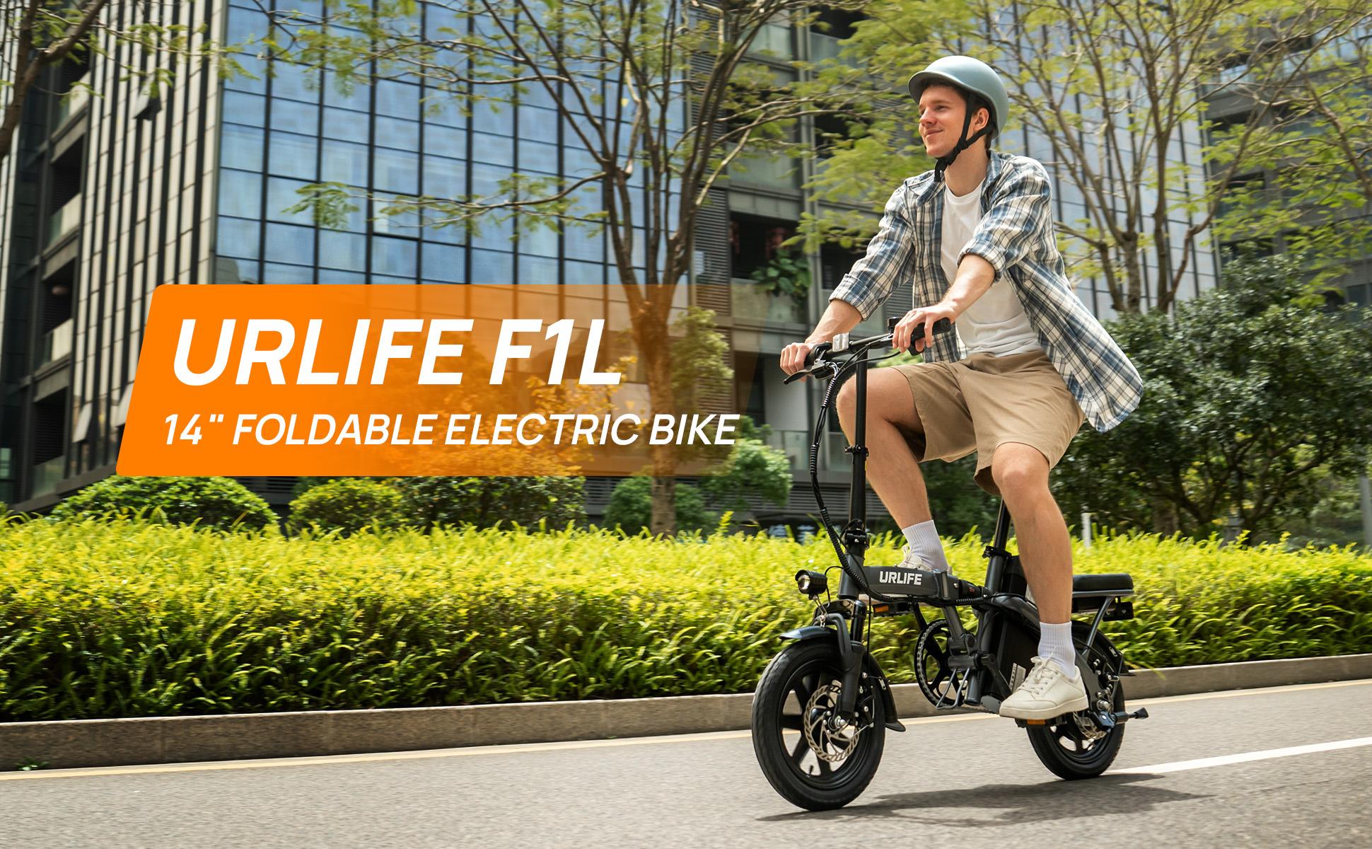 URLIFE F1L Adult Outdoor Folding E-Bike 48V7.5AH Battery 350W Motor City Electric Mountain Bicycle 14 Inch Off-Road Electric Bicycle