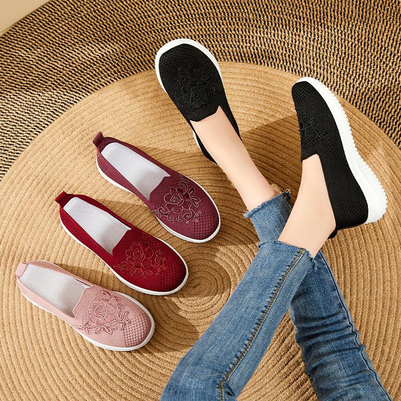 Women's Summer Cloth Shoes, Embroidered Shoes, Shallow Mouth, One Foot Women's Shoes