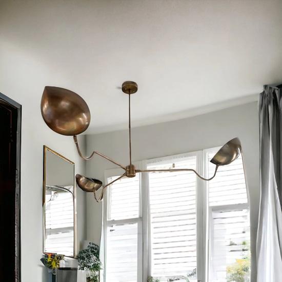 3-ramienna lampa Starburst w stylu Mid-Century Modern z mosiądzu, kula, żyrandol Sputnik, włoska ręcznie robiona lampa sufitowa, stylowy wystrój domu