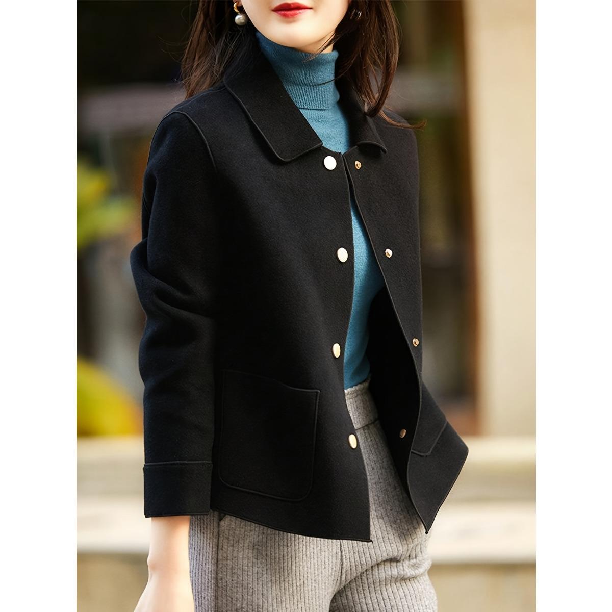 Móda Jednoduchý Dámský Klopový Jednořadý, Vysoce Kvalitní Krátký Kabát Líný Volný Čistá Barva Dlouhý Rukáv, Retro Temperament Volný