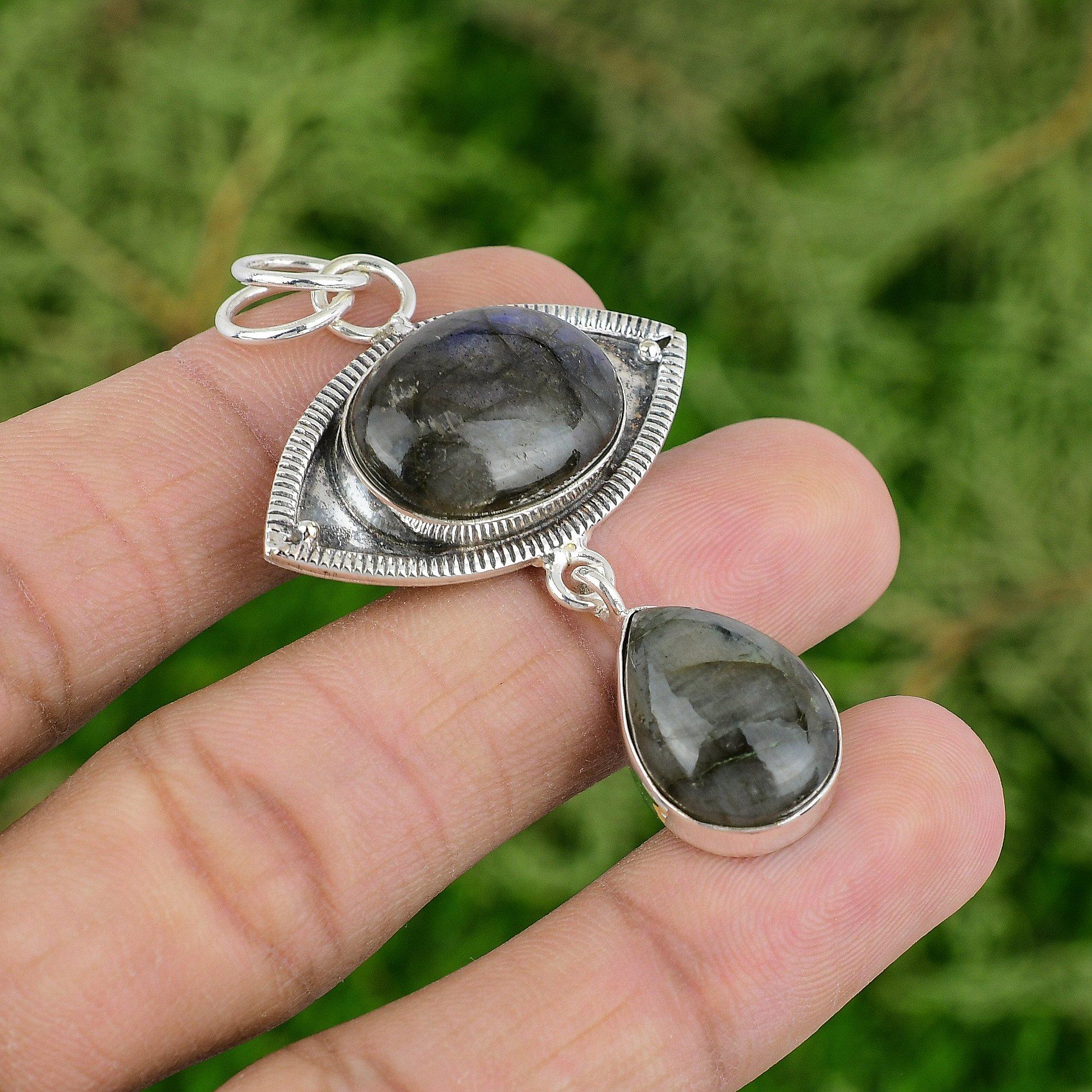 Cadeau de Mariage Pour Elle Pendentif en Argent Sterling 925 Pierre Gemme Labradorite Naturelle