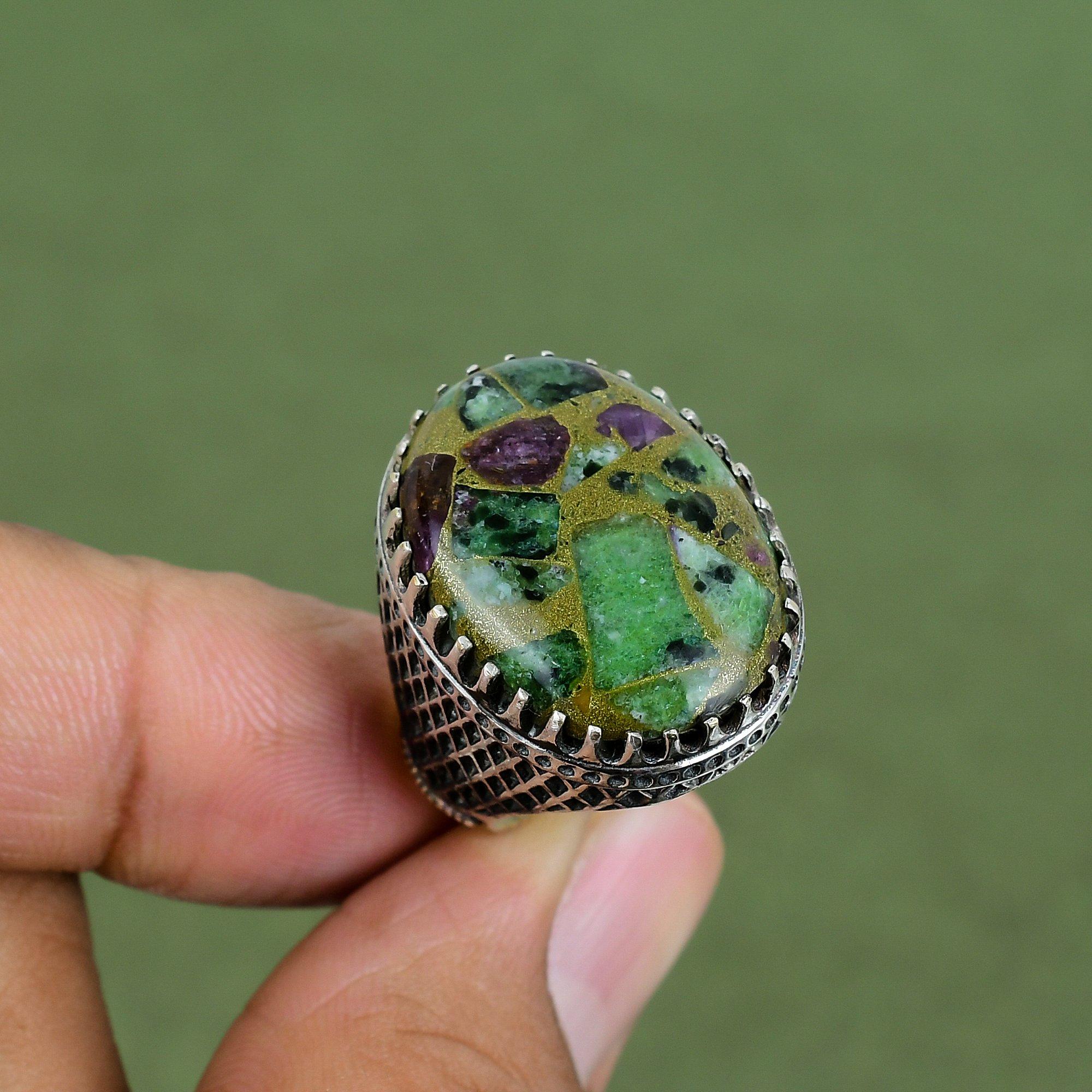 Copper Ruby Zoisite Ring 925 Sterling Silver Ring Dainty Jewelry Handmade Ring For Him Gemstone Rings Gifts For Women Available In Ring Size