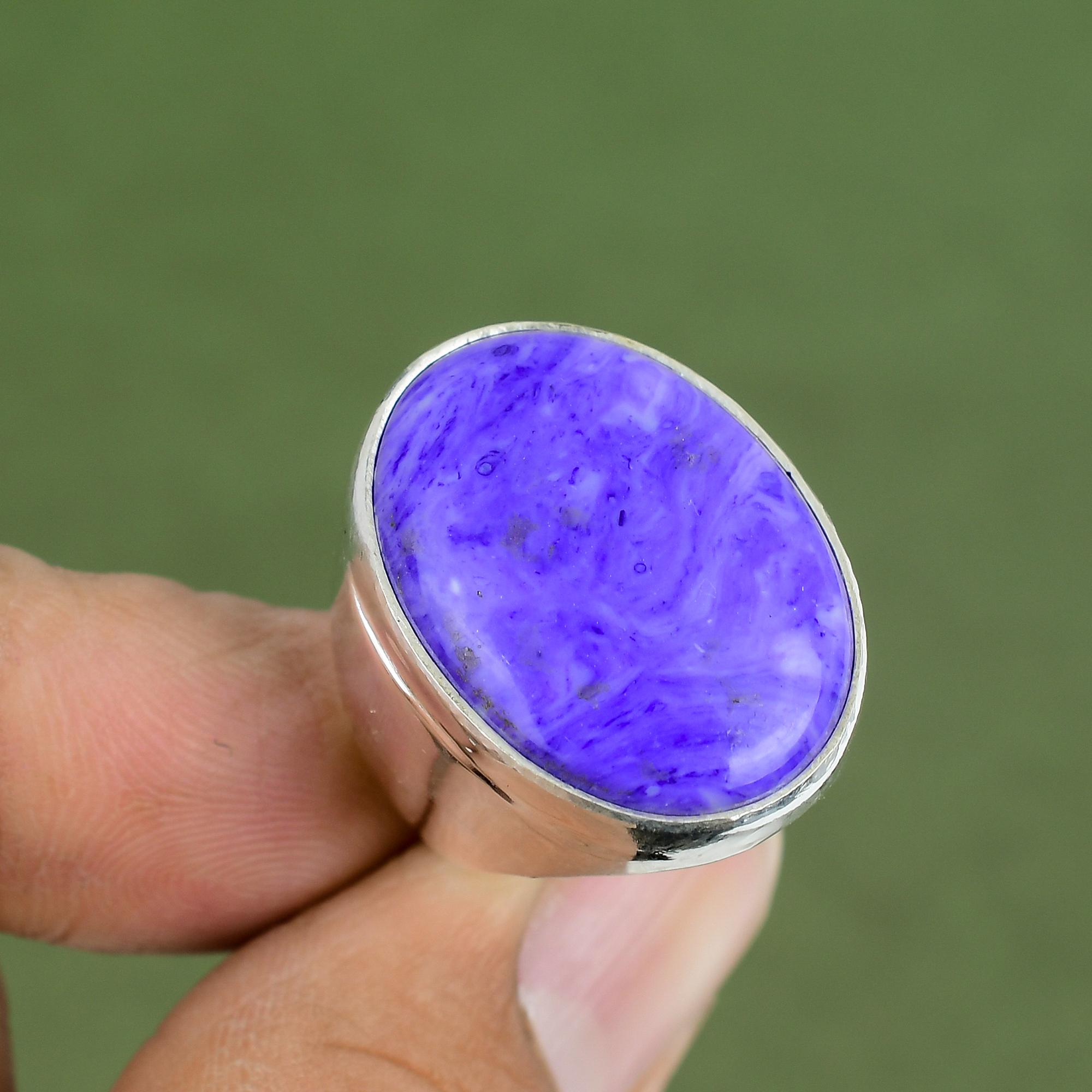 Charoite Ring 925 Sterling Silver Ring Gemstone Jewelry Handmade Stylish Ring Charoite Silver Jewelry Gift For Mother Available In Ring Size