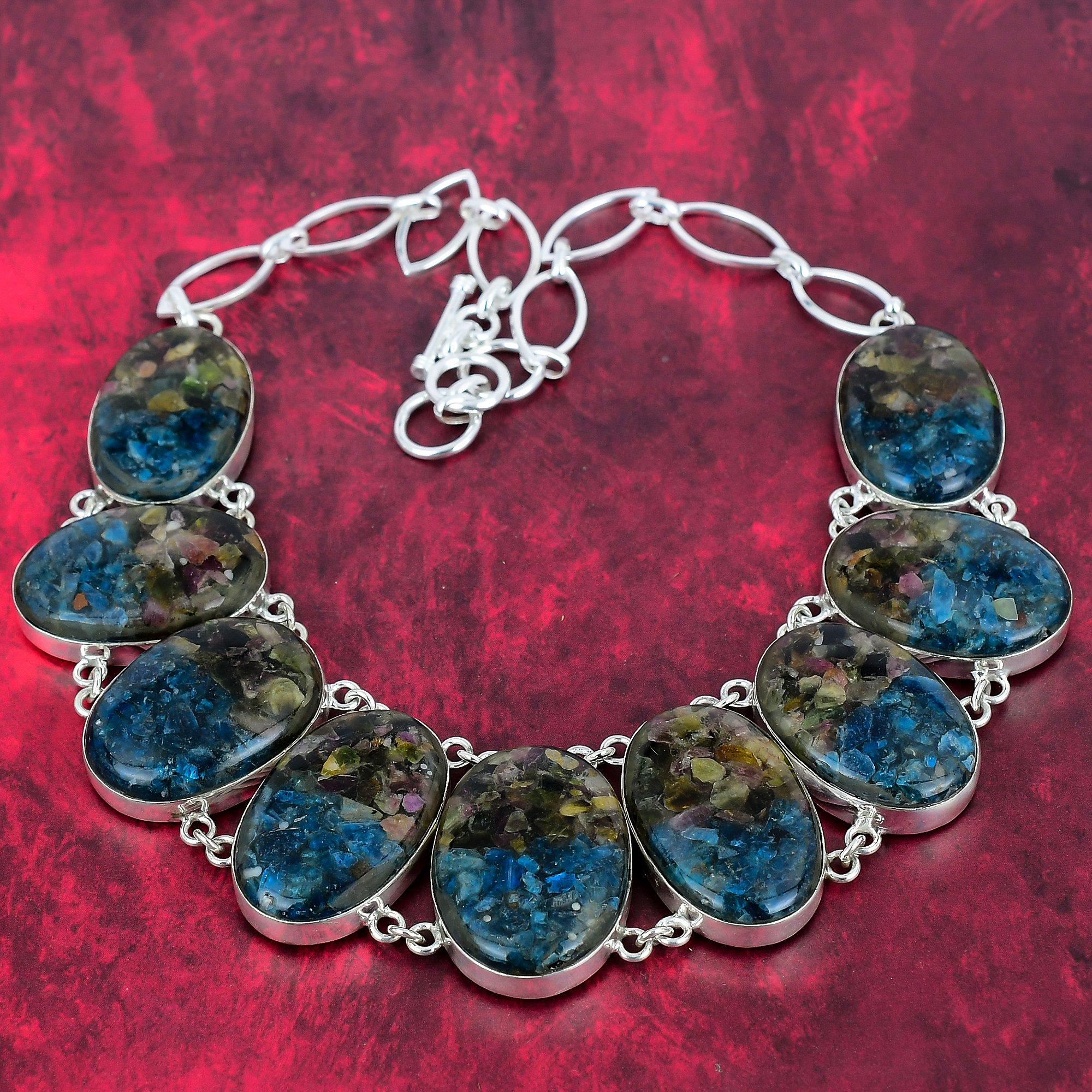 Copper Watermelon Tourmaline Handmade Gemstone Necklace, 925 Solid Sterling Silver Necklace Antique Jewelry, For Thanksgiving
