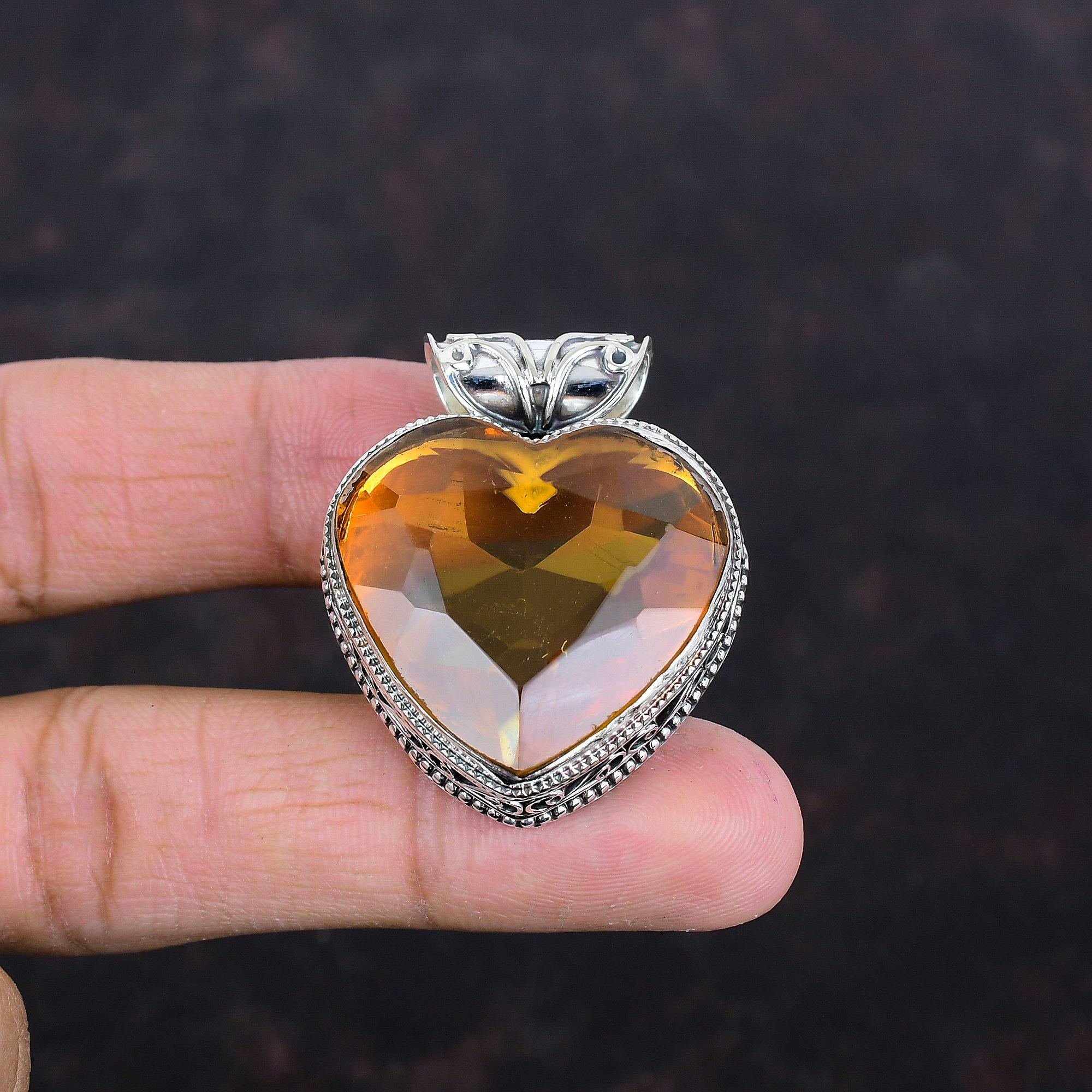 Faceted Whiskey Topaz Pendant 925 Sterling Silver Pendant Wonderful Vintage Jewelry Handmade Pendant Genuine Gemstone Pendant Gifts For Her