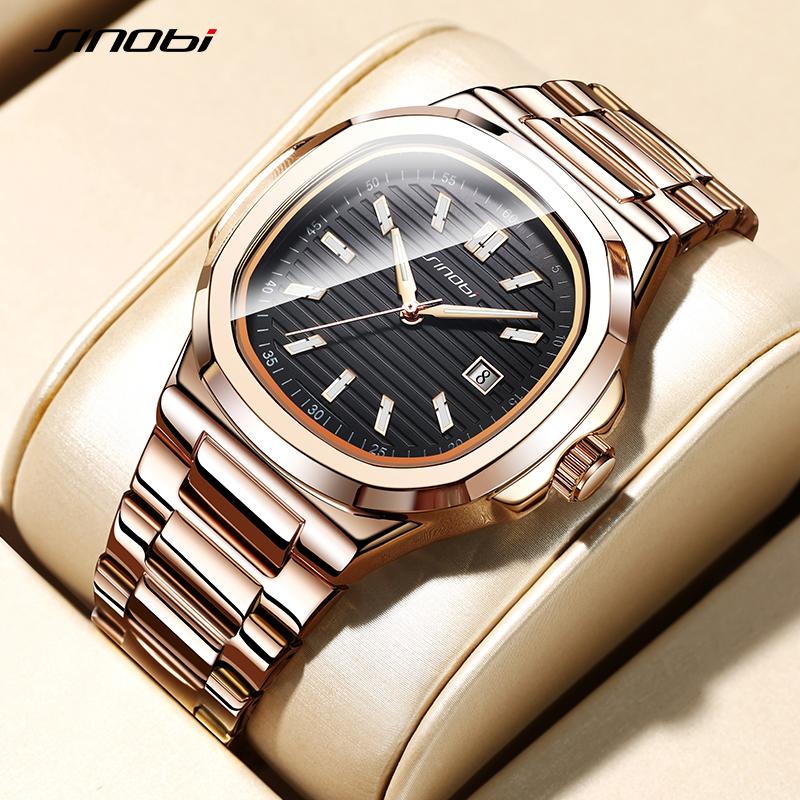 SINOBI Fashion Design Men's Quartz Watches Original Style Mans Wristwatches Business Gifts Clock for Husband,Family,Friend