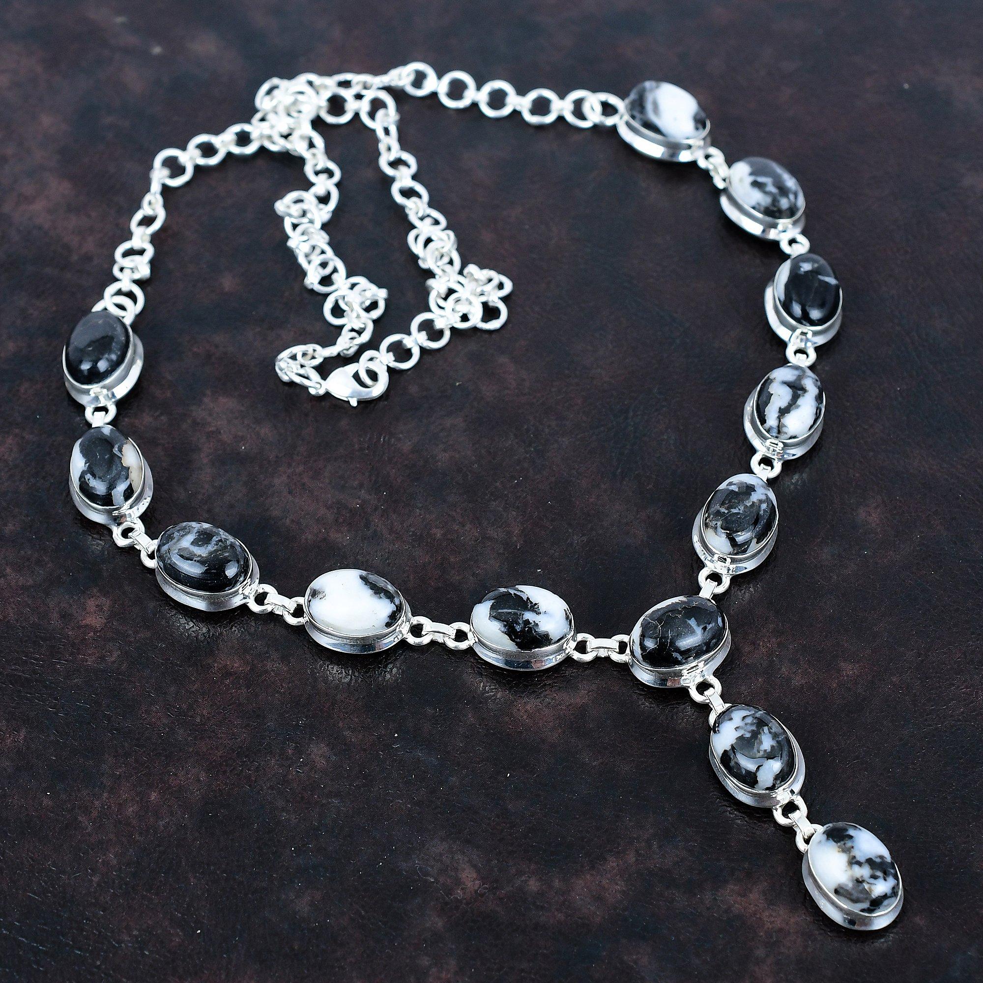 Colier cu turcoaz de bivol alb bijuterii cu pietre prețioase naturale colier din argint sterling 925 colier cu lanț reglabil colier lucrat manual pentru cadouri