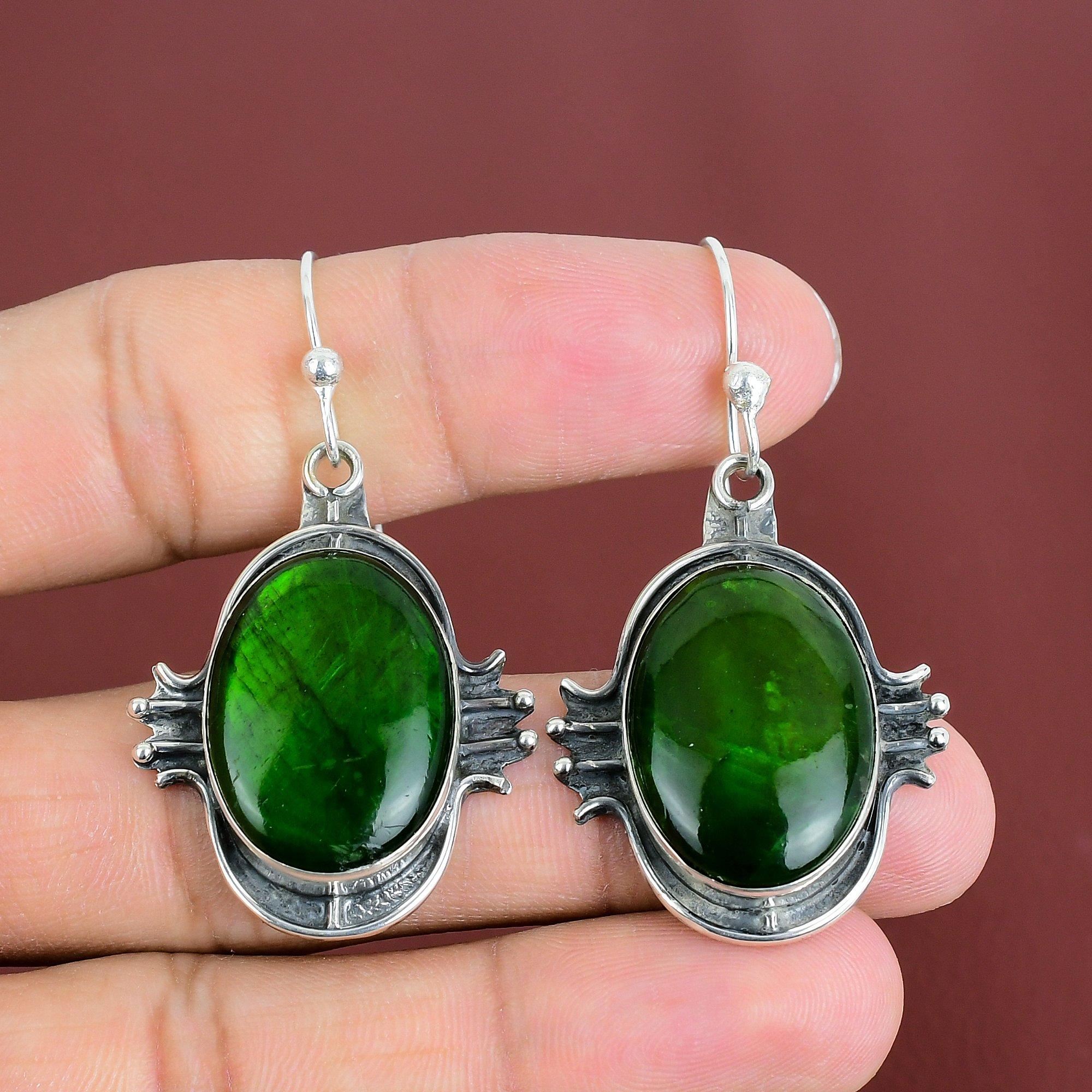 Green Fire Labradorite Earring Gemstone Earrings 925 Sterling Silver Earring Handmade Jewelry Gift For Her Dangle Earring Birthstone Jewelry