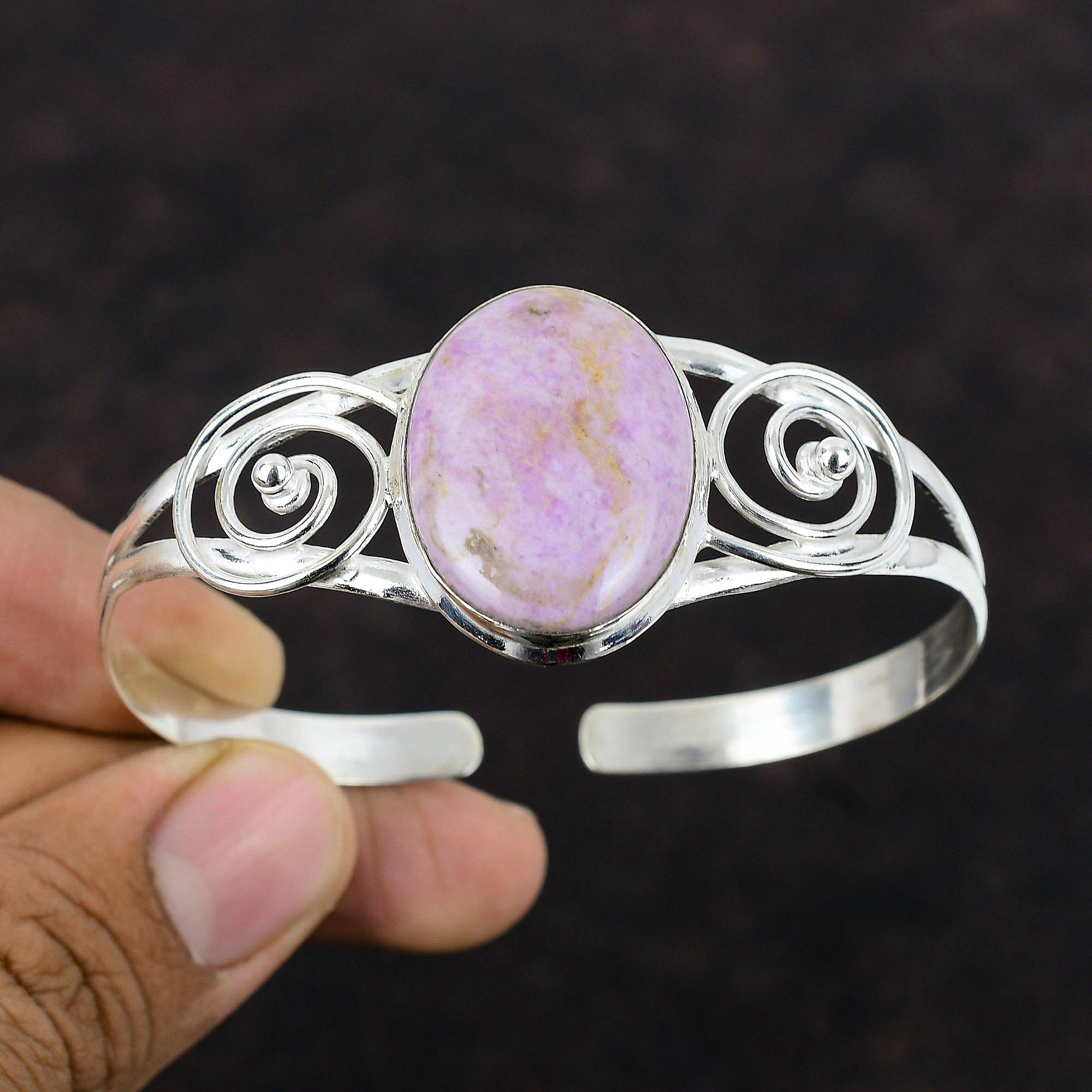 Phosphosiderite Cuff Bracelet Adjustable Bangle 925 Sterling Silver Bangle Real Gemstone Jewelry Handmade Bangle Gift For Mom Dainty Jewelry