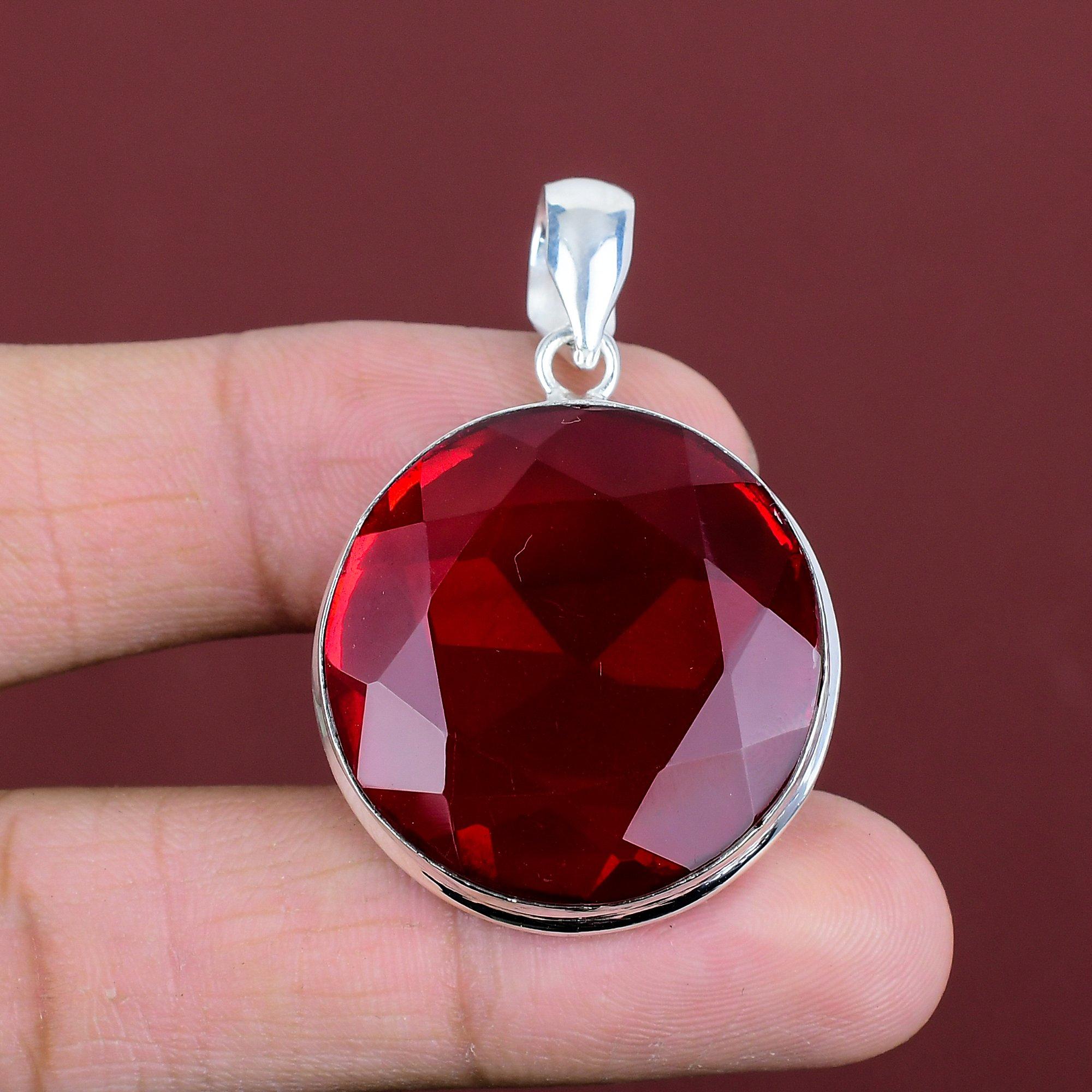 Faceted Mozambique Garnet Pendant Original Gemstone Pendant 925 Sterling Silver Pendant Latest Design Jewelry Handmade Pendant Gifts for Mom