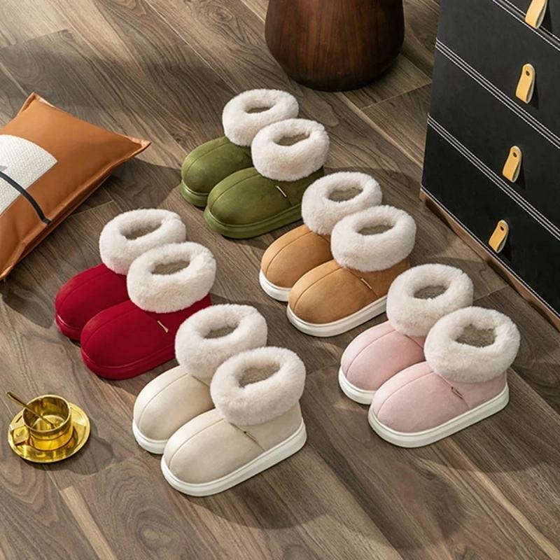 Eyriphy Varme Damestøvler Fluffy Fuzzy Damesko Memory Foam Hussko Vinter Outdoor Snøstøvler Plysj Tykksåle Damestøvler