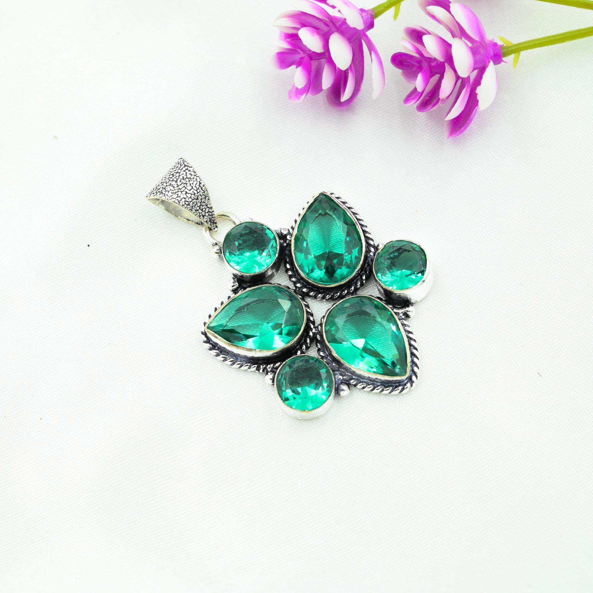 Indicolite Gemstone Pendant, 925 Solid Sterling Silver Pendant, Handmade Antique Jewelry, Gift For Mother Day