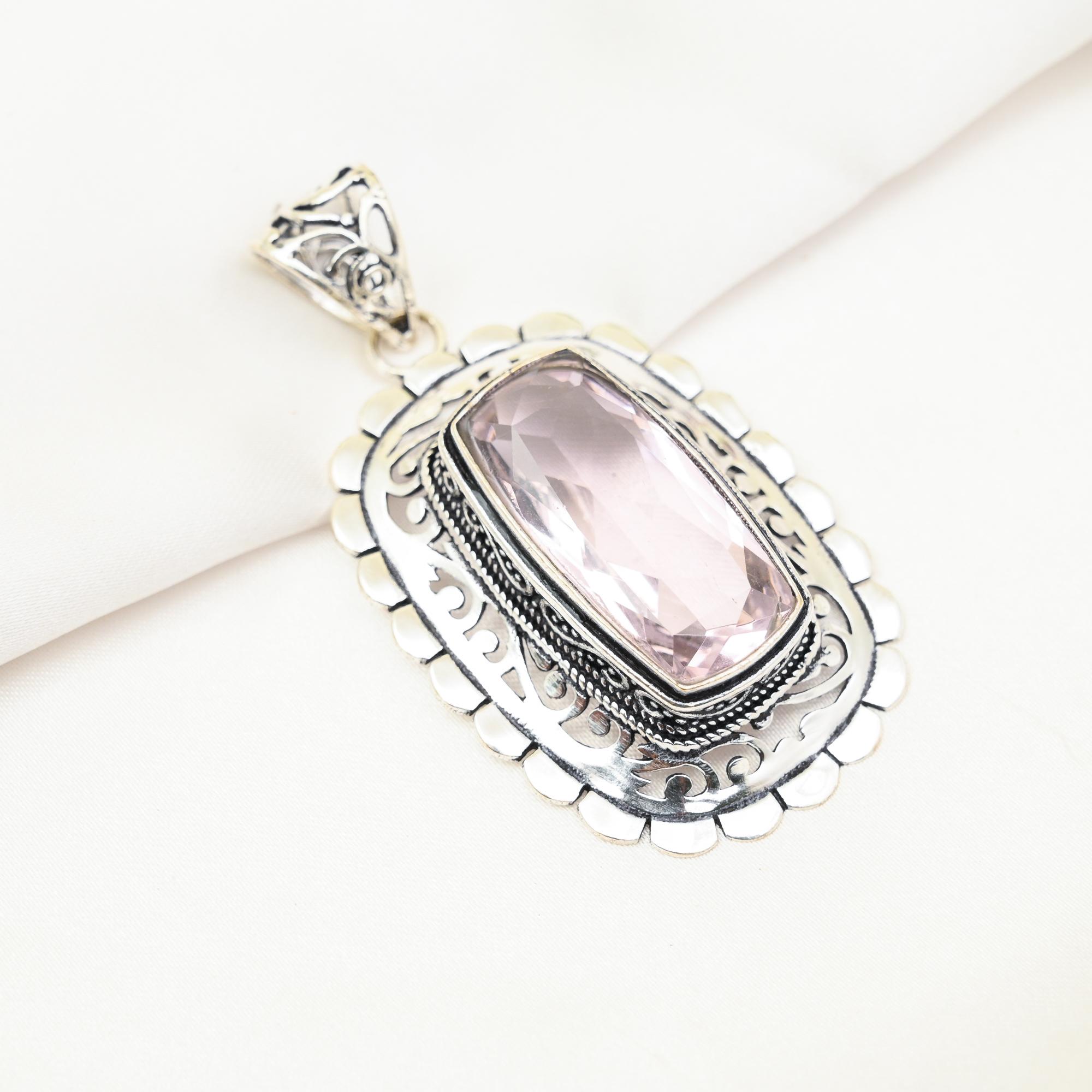 Pink Kunzite Pendant Gemstone Jewelry, 925 Solid Sterling Silver Pendant, Handmade Jewelry Birthstone Pendant, Gift For Him