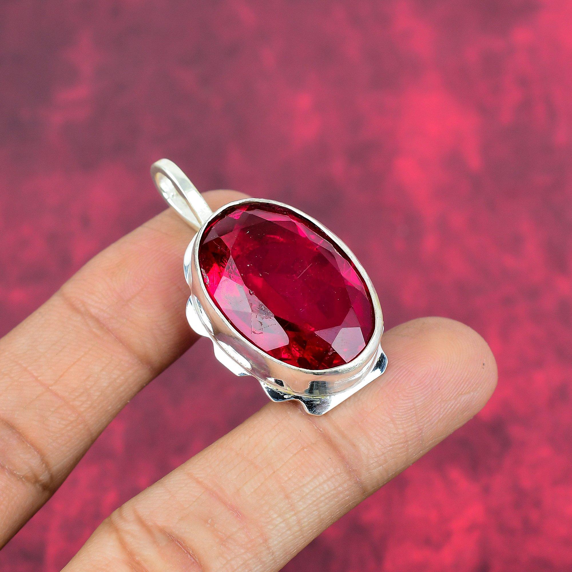 Granat 925 Massiv Sterlingsilber Anhänger, Handgefertigter Edelsteinanhänger Schmuck, Geschenke für Ehefrau Brandneuer Anhänger