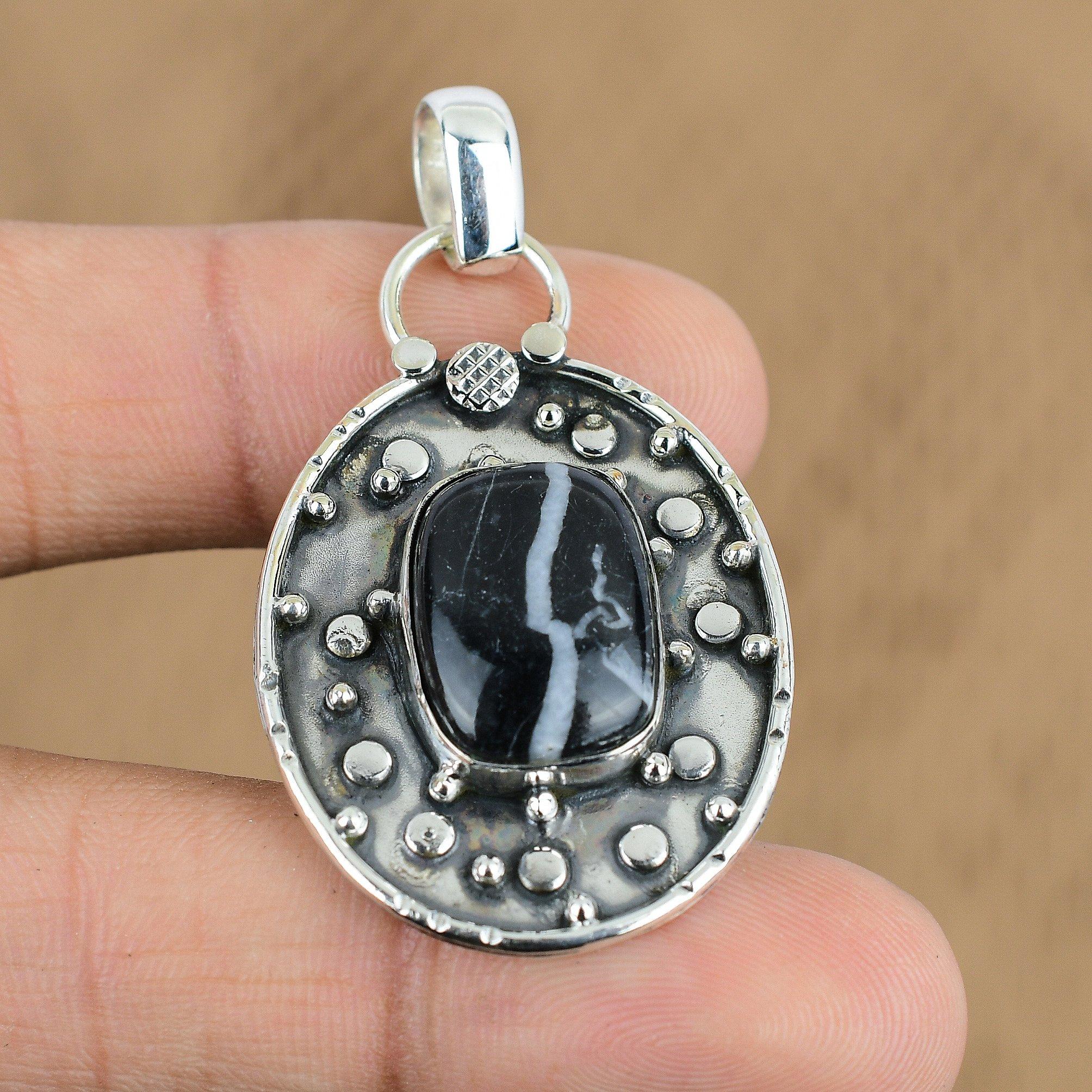 Gift For Women Pendant 925 Sterling Silver Natural Chrysanthemum Gemstone