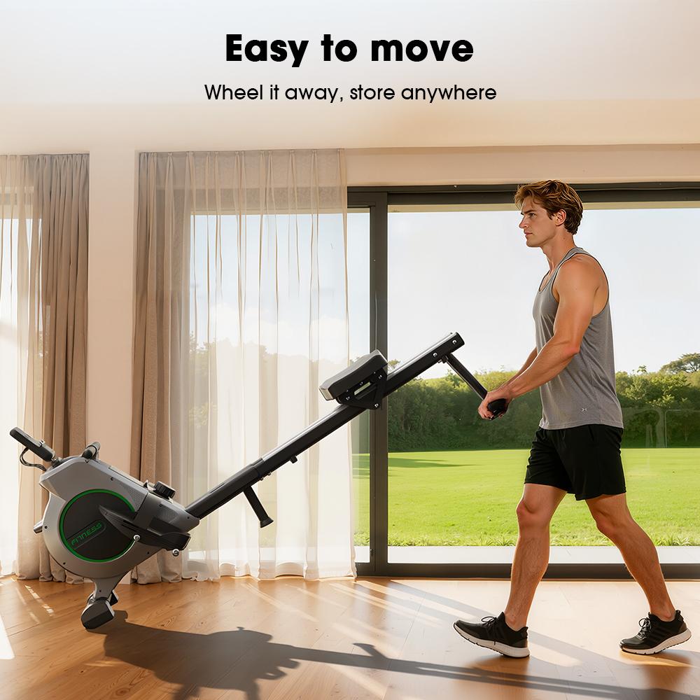 QK-530 Magnetic Rowing Machine 16-Level Resistance Dual Rail 3KG Flywheel APP Control Max Load 120KG
