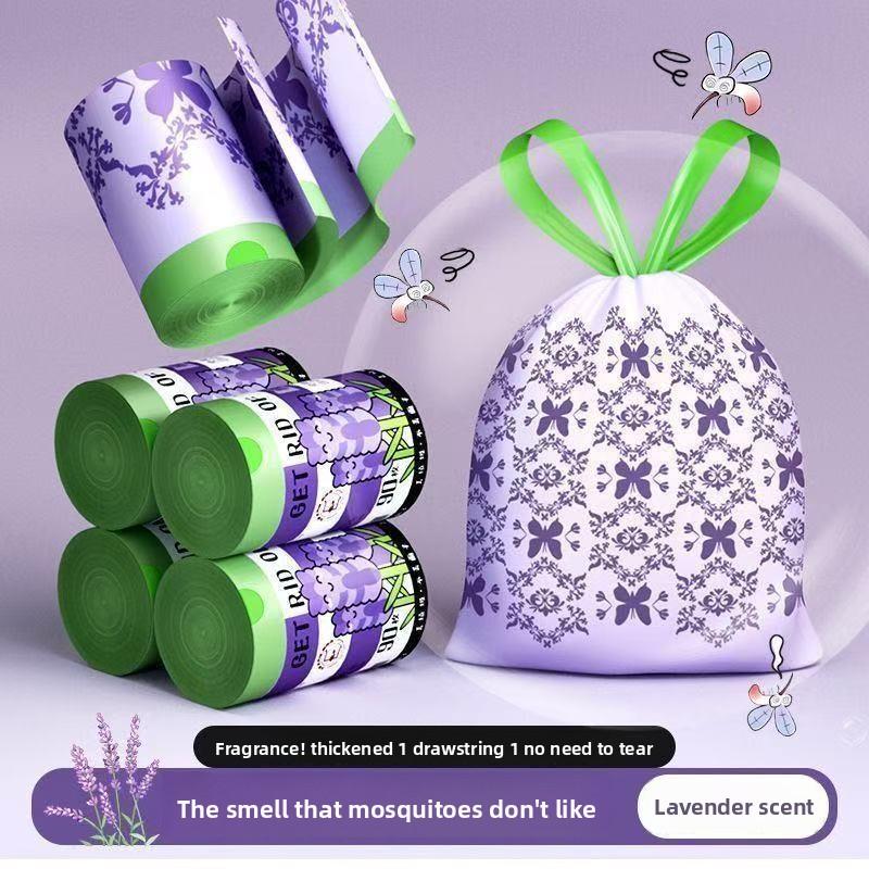 38/45/50PCS Purple Household Thickened Drawstring Garbage Bag Portable Automatic Closing Disposable Garbage Bag Kitchen