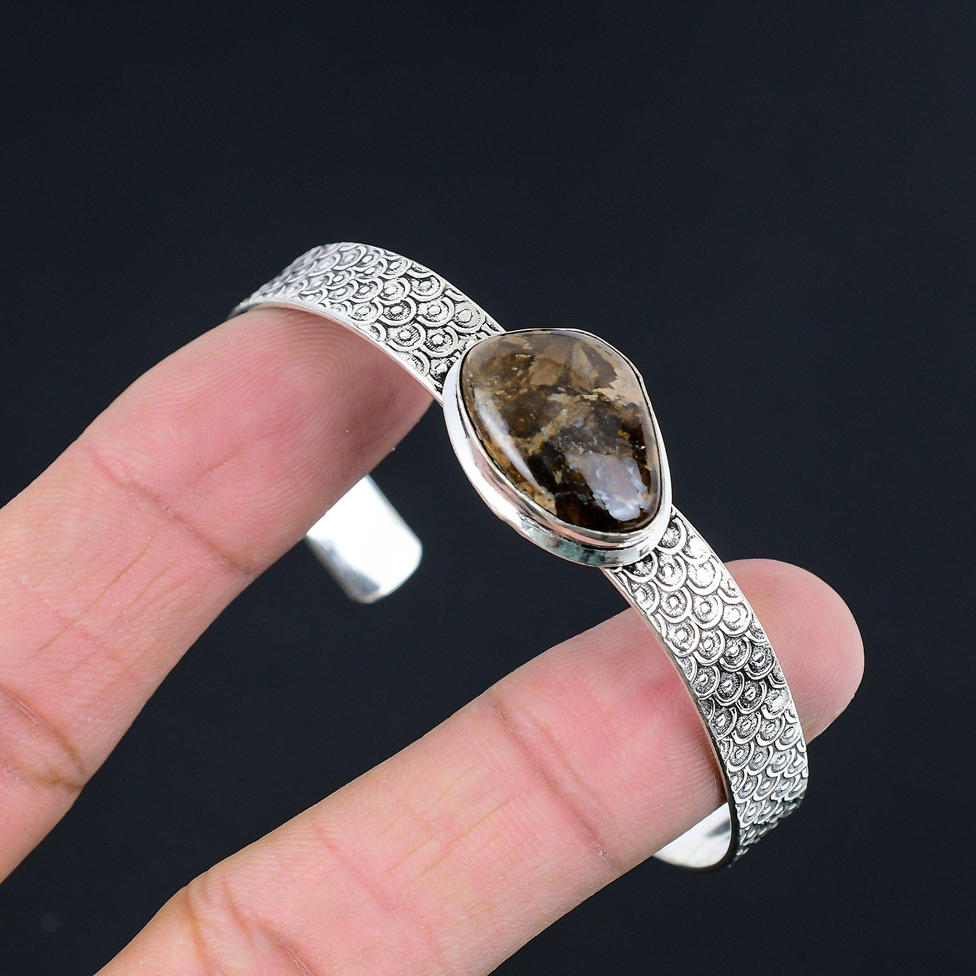 Daughters Day Sale Sterling Silver Bronzite Gemstone Elegant Wife Wedding Bangle