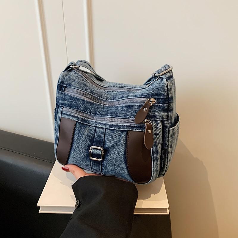 Fashion Vintage Design Women's Crossbody Bag High Quality Denim Fabric Shoulder Bag Large Capacity Tote Bag Lightweight Handbags