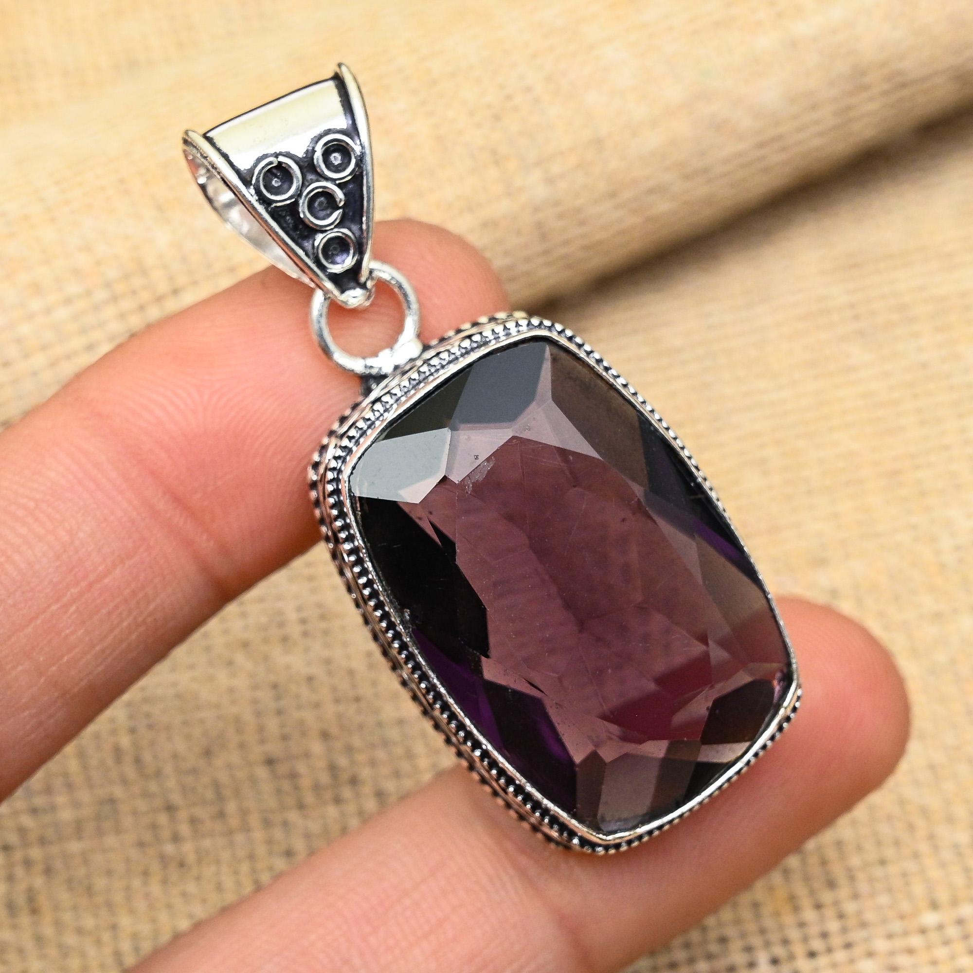 Amazing Amethyst Gemstone Handmade 925 Solid Sterling Silver Jewelry Pendant For Wedding Gift