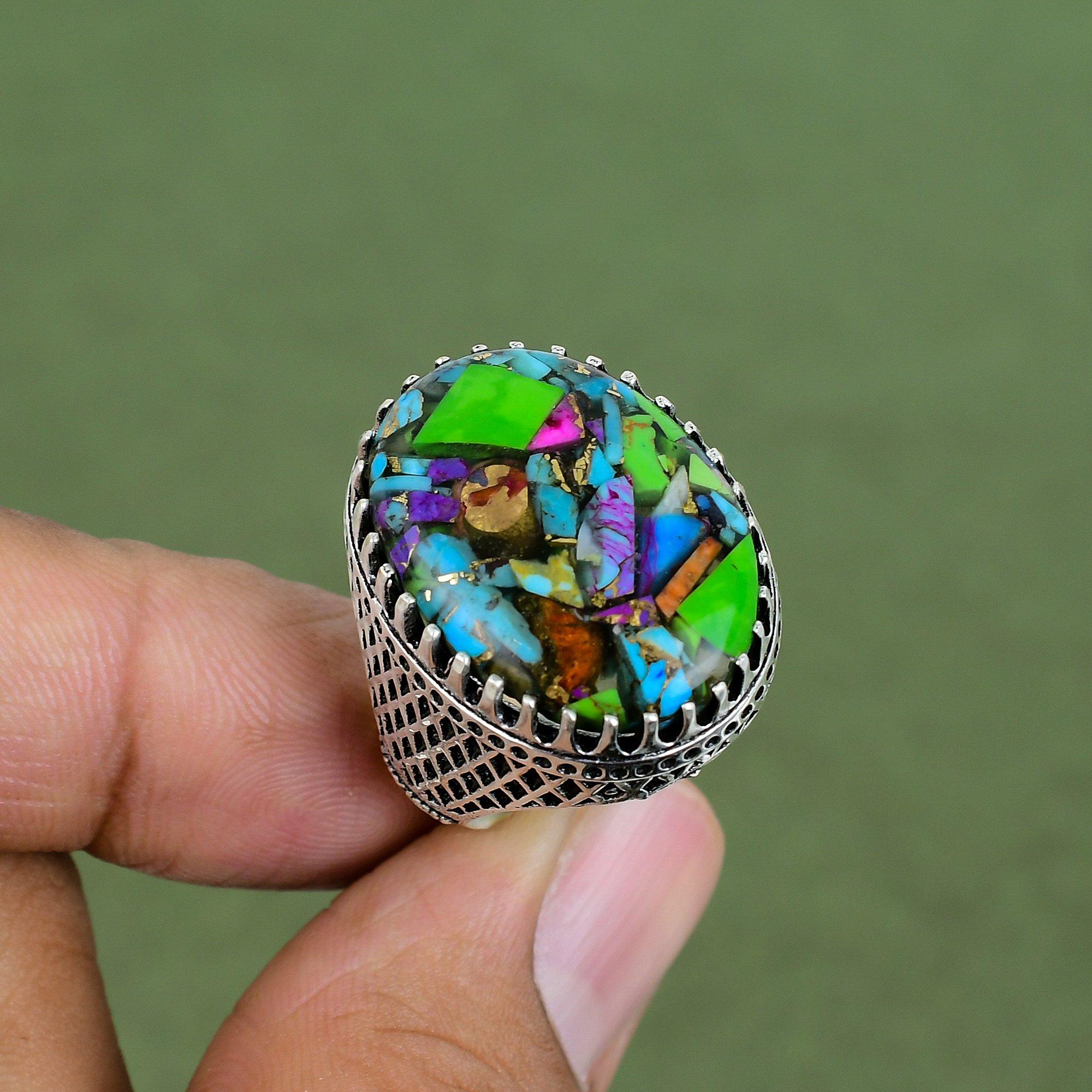 Fiesta Kingman Turquoise Ring 925 Sterling Silver Ring Handmade Designer Jewelry Multi Copper Turquoise Gemstone Ring Available In Ring Size