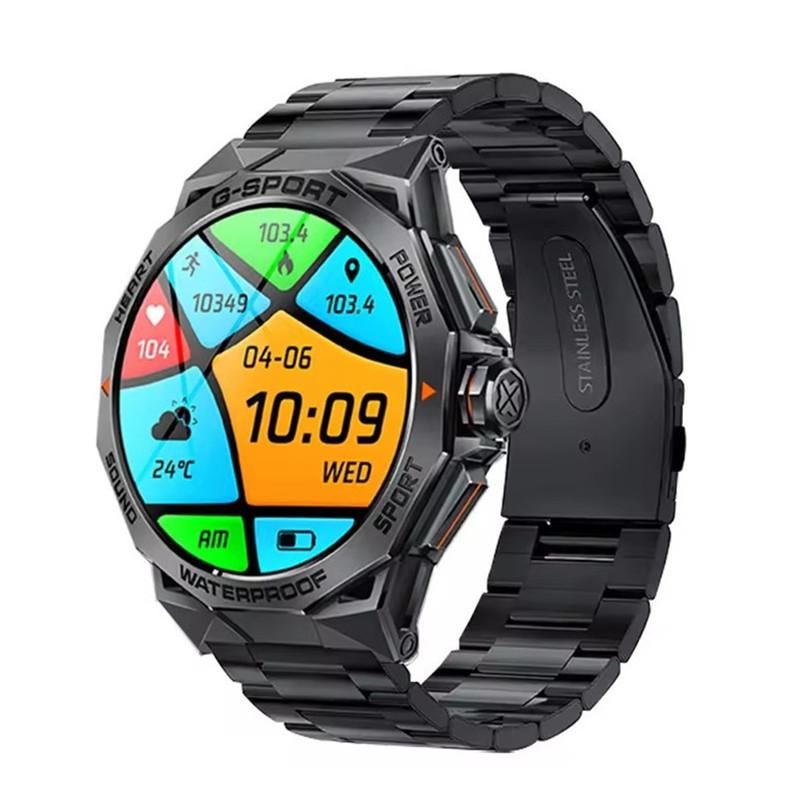 AMOLED K62 Smart Watch Men Outdoor Sports Fitness 400mAh Voice Assistant Dial Bluetooth Call Music Heart Rate Smartwatch