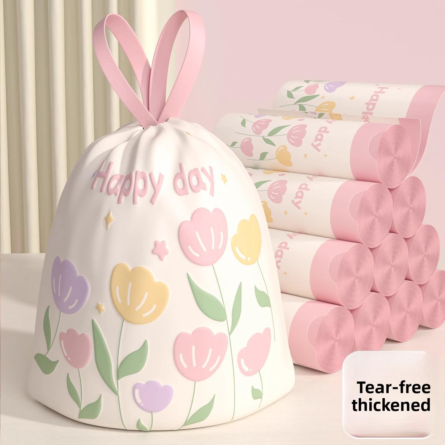 50/30/10PCS Cute Tear-free Garbage Bag Household Thickened Portable Kitchen Large Disposable Clean Drawstring Enlarged Garbage Bag