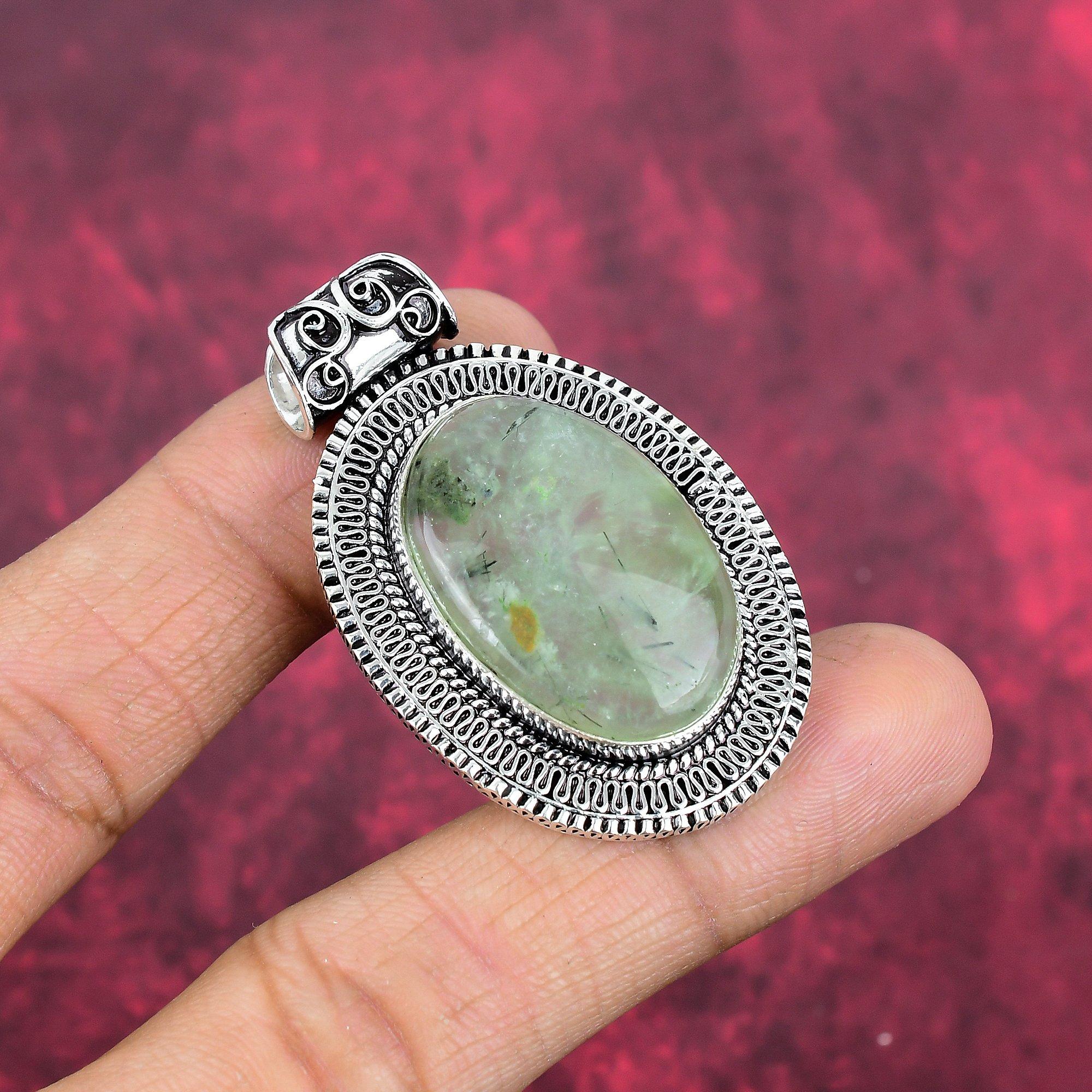 Prehnite Jewelry, 925 Solid Sterling Silver Pendant Handmade Gemstone Jewelry, Gifts For Wife Brand New Pendant