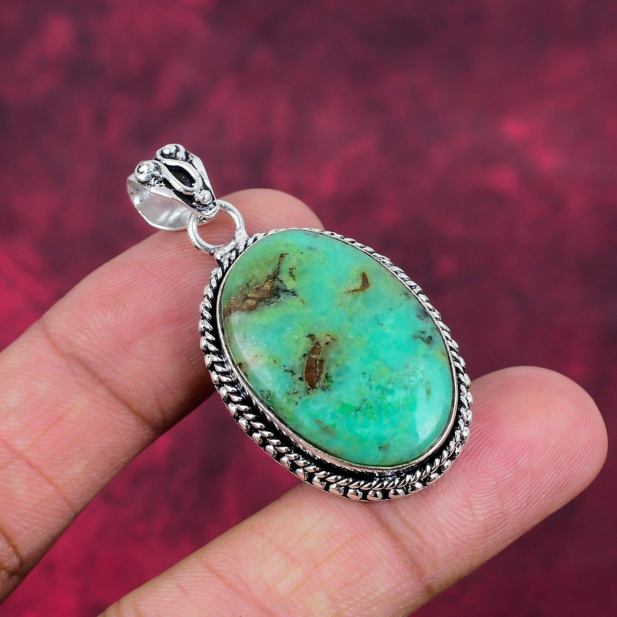 Lemon Chrysoprase 925 Solid Sterling Silver Pendant, Handmade Gemstone Pendant Jewelry, Gifts For Wife Brand New Pendant