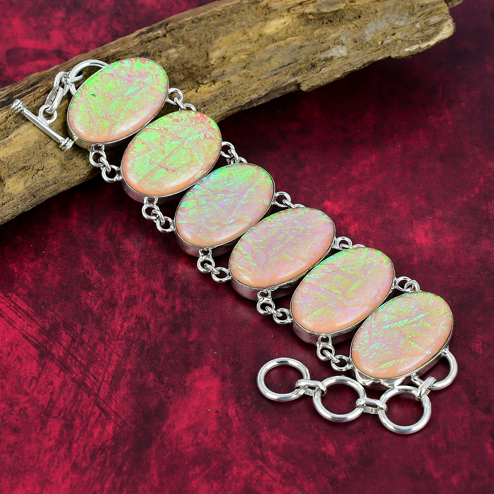 Orange Australischer Triplet-Opal Handgefertigter Schmuck, 925 Massiv Sterlingsilber, Bezaubernder Edelstein Armband Schmuck, Zierlicher Schmuck Geschenk für Ehefrau