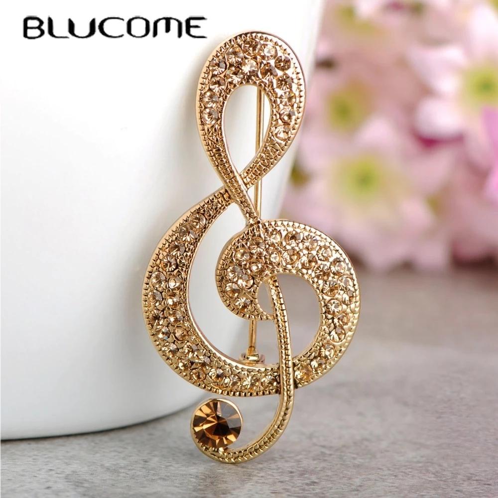 Sjarmerende stor retro musikknote Vintage smykker Antisølv Krystallbrosje Antikk Fleur De Lis Broche Coroa Lady Pin Bluse CC