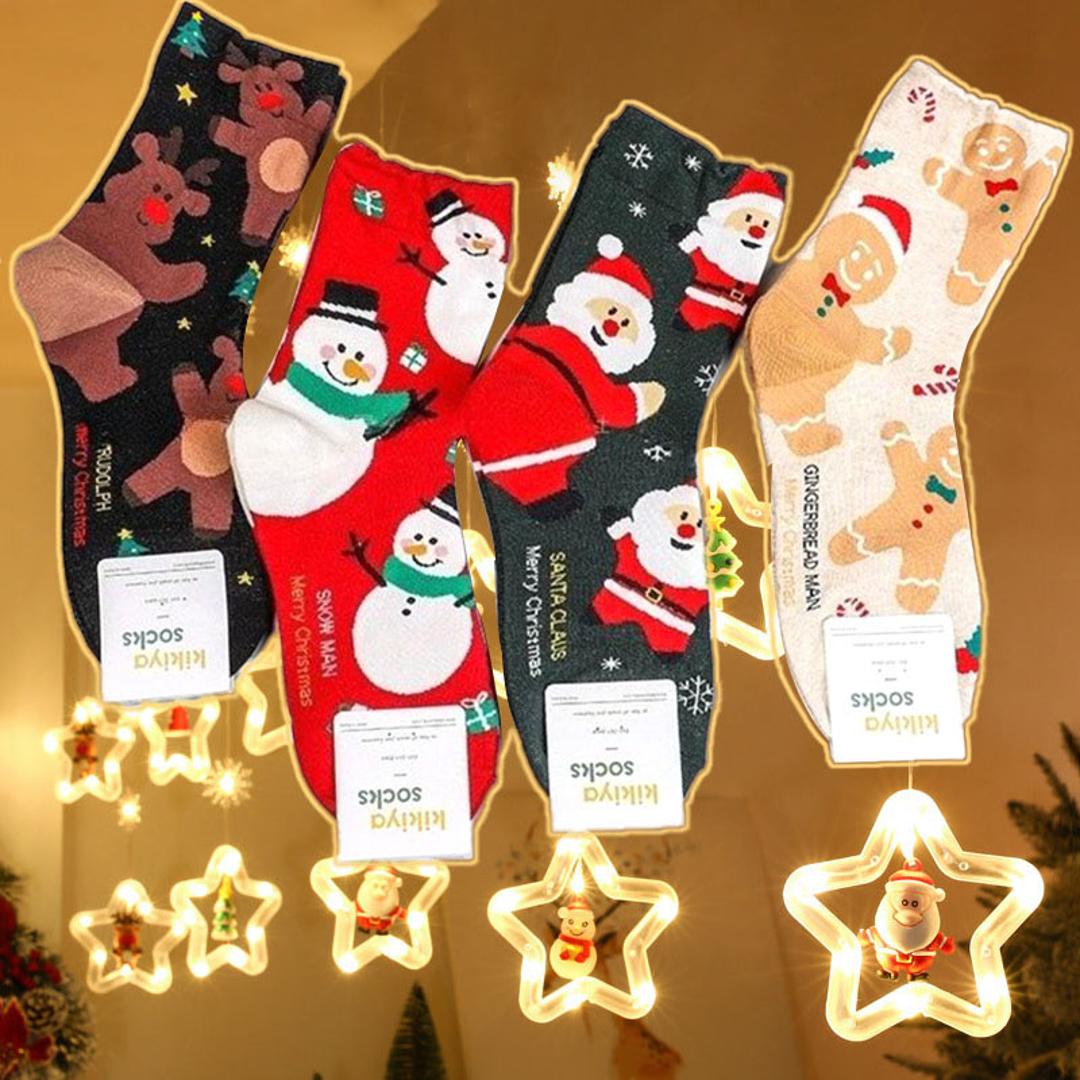 Cartoon Christmas Socks Cute Women's Christmas Socks Elk Mid Snow Man Socks Christmas Women's Socks