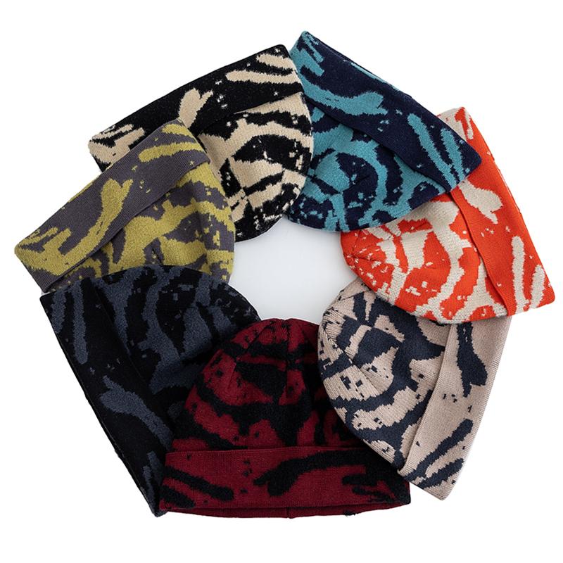 New Unisex Outdoor Skull Cap Fashion Geometric Printing Dandy Winter Hats Sailor Style Hats For Men Women Autumn Ski Beanie Cap