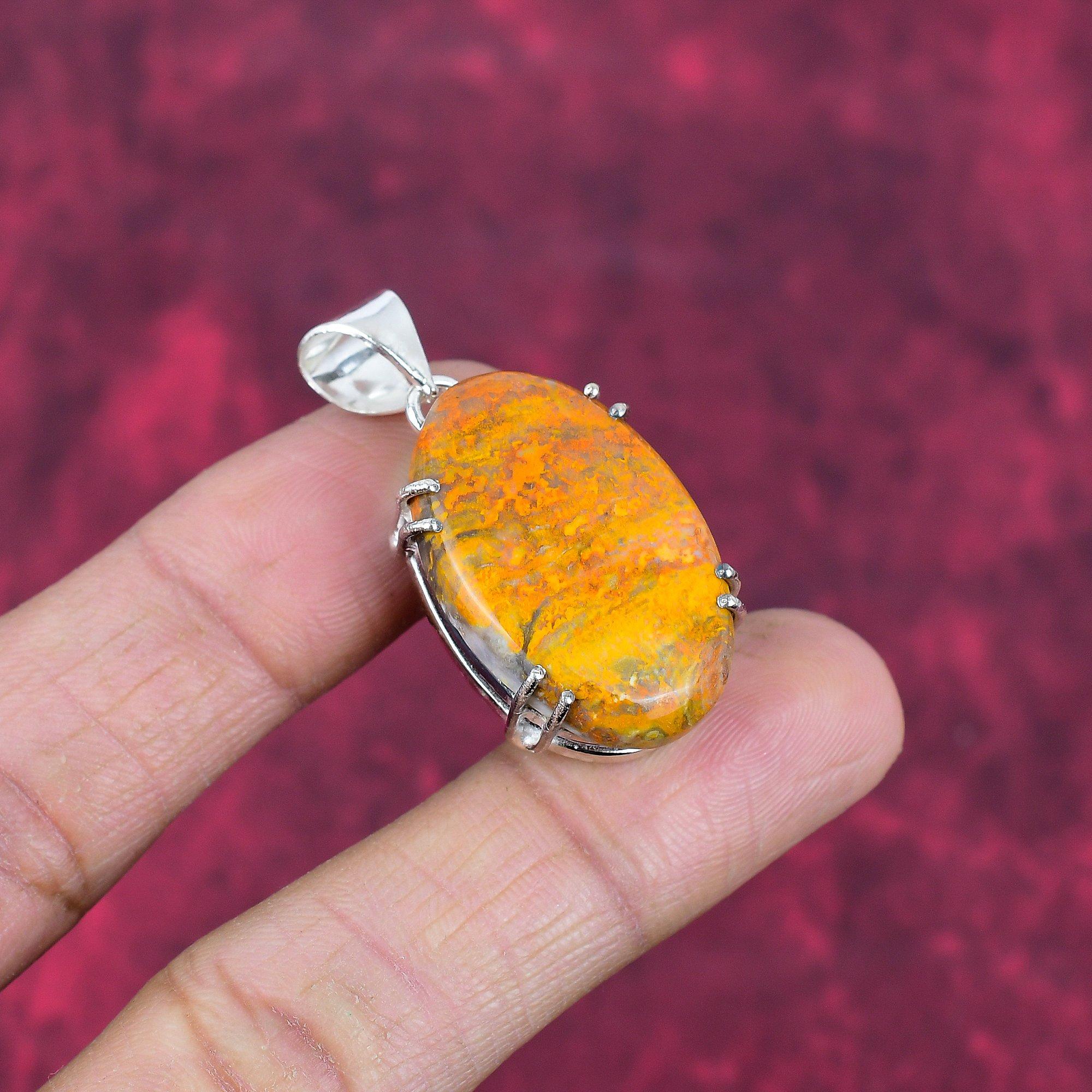 Bumblebee Jasper Pendant, 925 Solid Sterling Silver Gemstone Jewelry, Handmade Pendant, For Mother Day