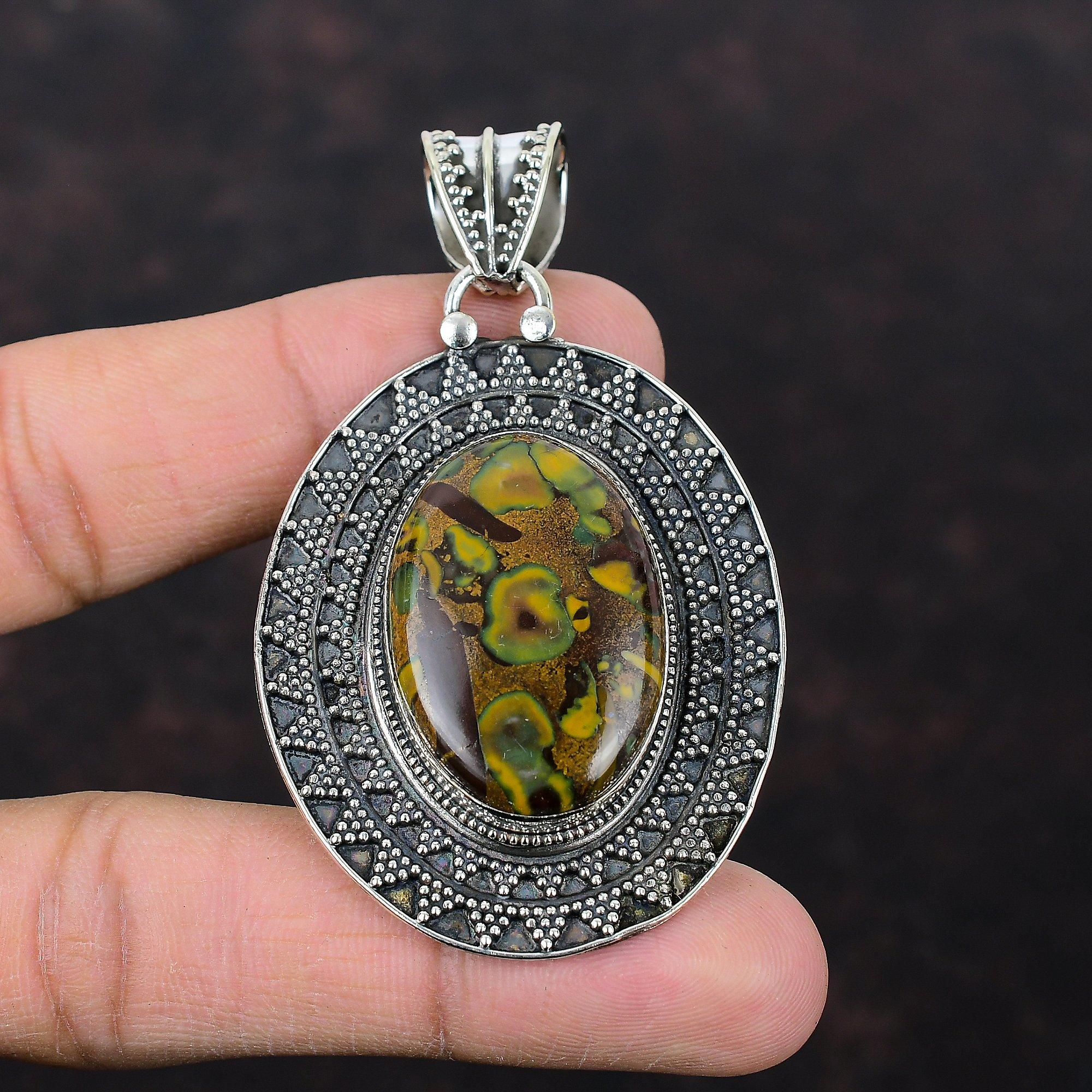 Fruit Jasper Pendant 925 Sterling Silver Pendant Vintage Pendant Gemstone Jewelry Handmade Pendant Gift For Engagement Healing Stone Pendant