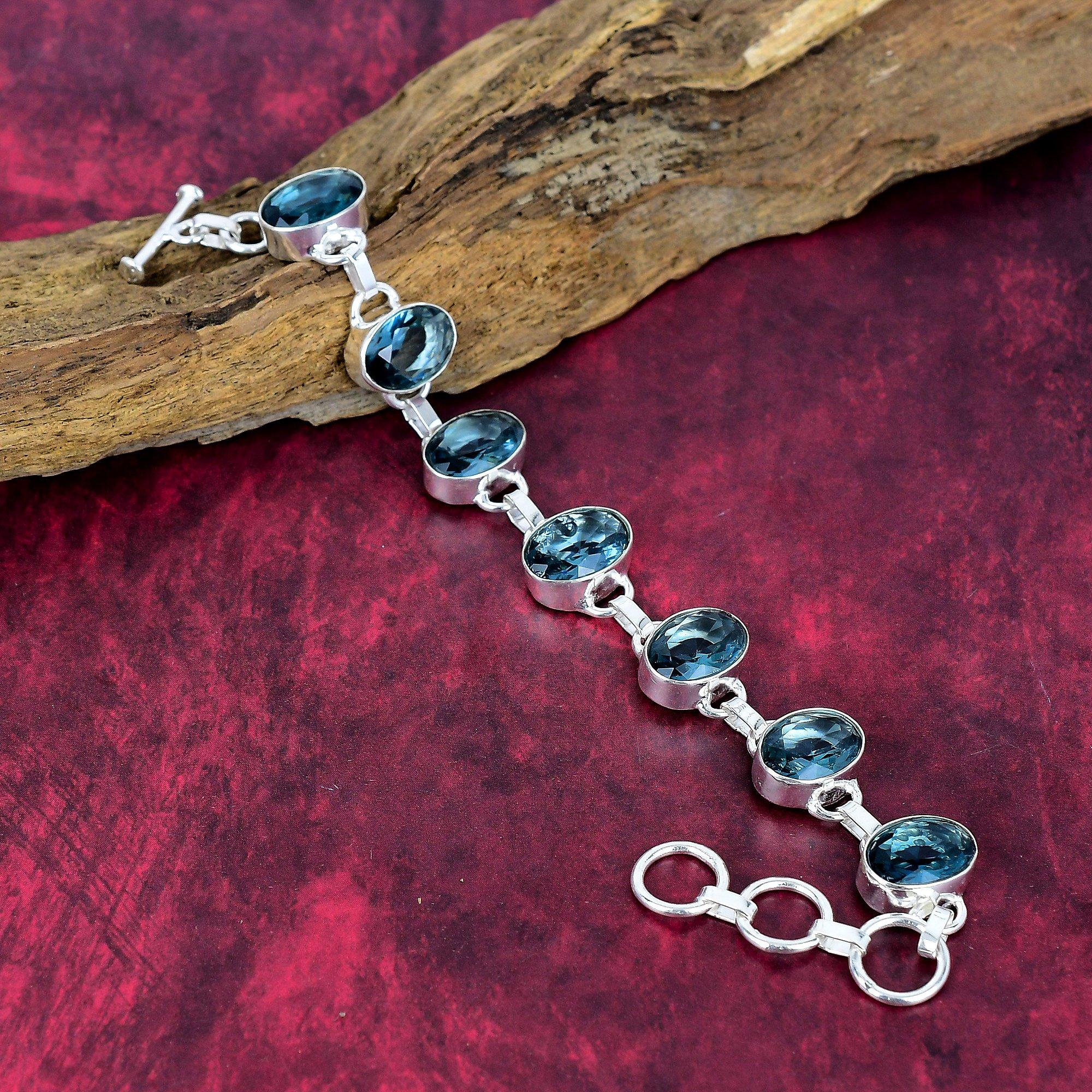 Alexendrite 925 Solid Sterling Silver Bracelet, Handmade Gemstone Bracelet Jewelry, Gifts For Wife Brand New Bracelet