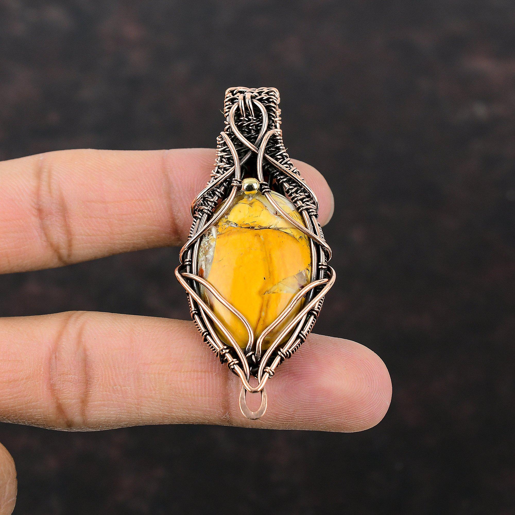 Brecciated Mookaite Pendant Copper Wire Wrapped Jewelry Natural Gemstone Pendant Handmade Wire Jewelry Copper Wire Wrap Pendant Gift For Mom