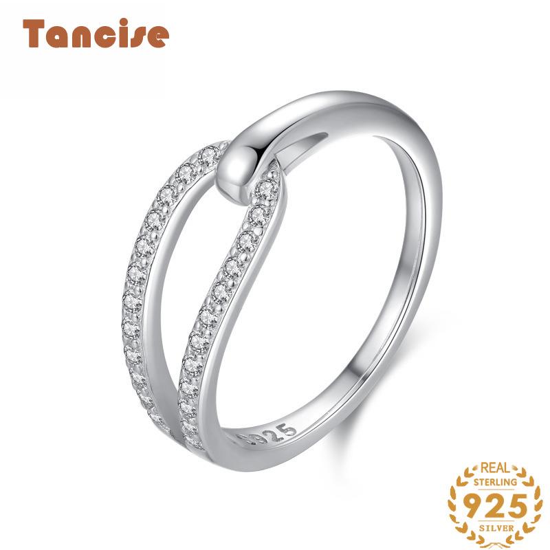 Tancise Classic 925 ασημένιο δαχτυλίδι ζιργκόν Γυναικεία κοσμήματα Δώρο γαμήλιας υπόσχεσης