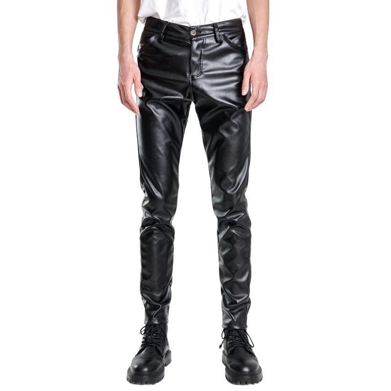 Large Size Thin Leather Pants Men's Motorcycle Pants Spring New Fashion Colorful Elastic Slim PU Trousers Waterproof Men's Pants