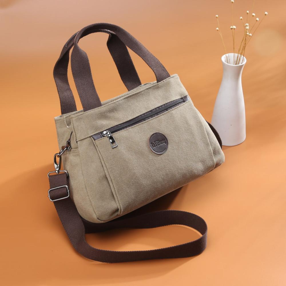 Casual Large Canvas Crossbody Bag For Women, Multi Inner Compartments Convertible Tote,Durable Literary Pack For Daily Commute School ,Weekend Trips