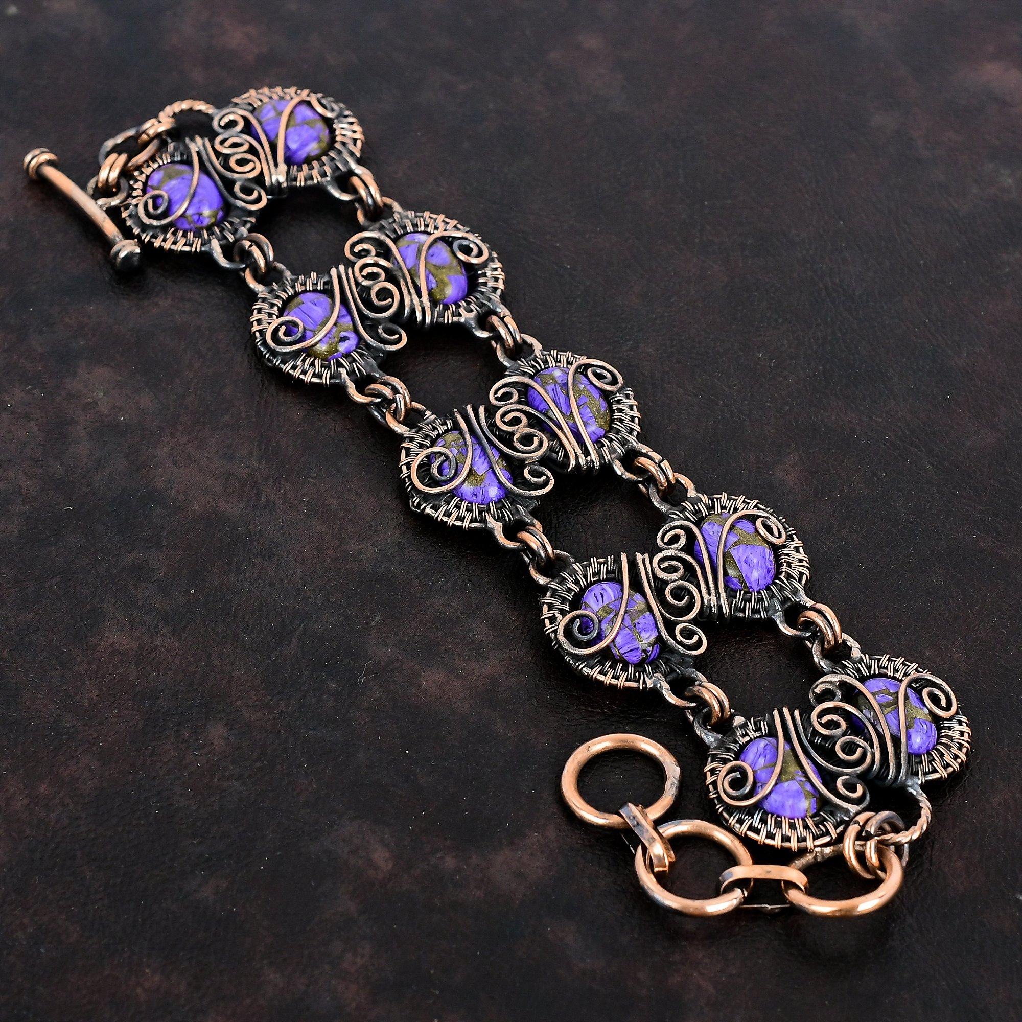 Kupfer Charoit Armband Kupferdraht gewickelt Armband verstellbare Kette Armband Kupfer Schmuck Edelstein Armband handgefertigten Schmuck für Geschenke