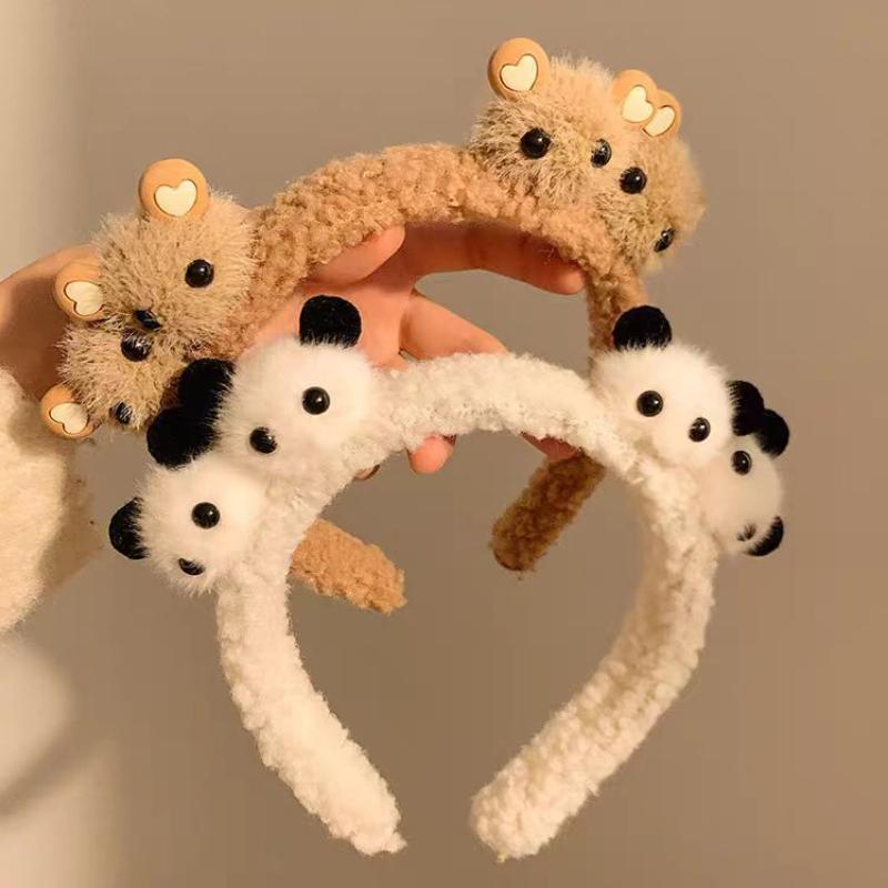 Fascia per capelli con orecchie da orso di peluche Gils, fascia per capelli autunnale/invernale, fascia per capelli da ragazza con cartoni animati, accessori per capelli, vari animali