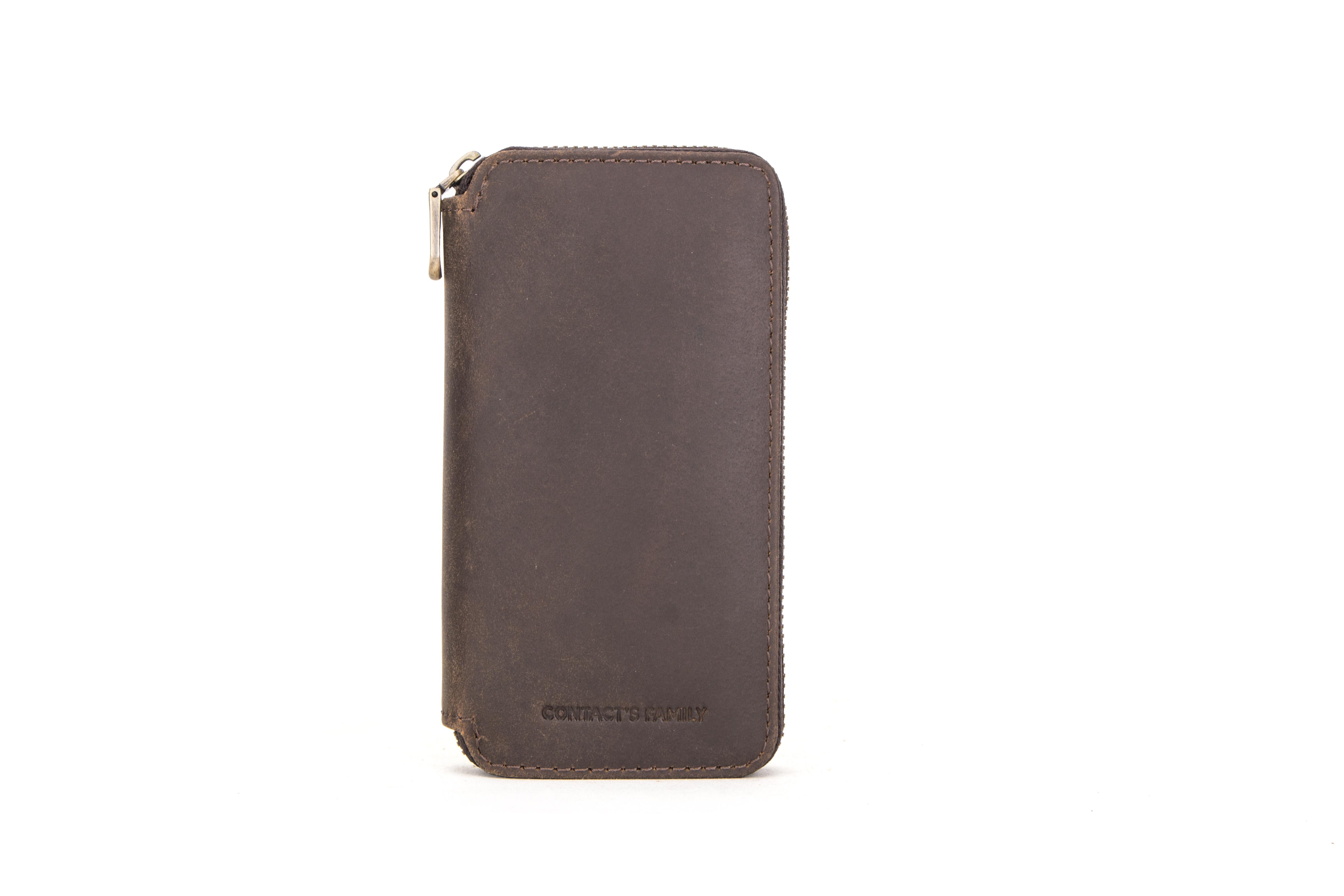 CONTACT'S FAMILY Doppel-Uhrenetui, Taschenhalter, Vintage-Stil, echtes Leder, mit Reißverschluss, für Reisen, Uhren-Display, Aufbewahrungsbox, Etui, Organizer