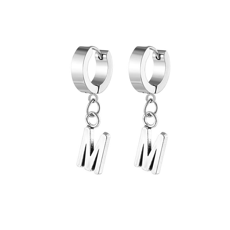 Simple Style Letter M Pendant Drop Earrings For Women Man Party Dress Matching Jewelry Alphabet Earring Gifts