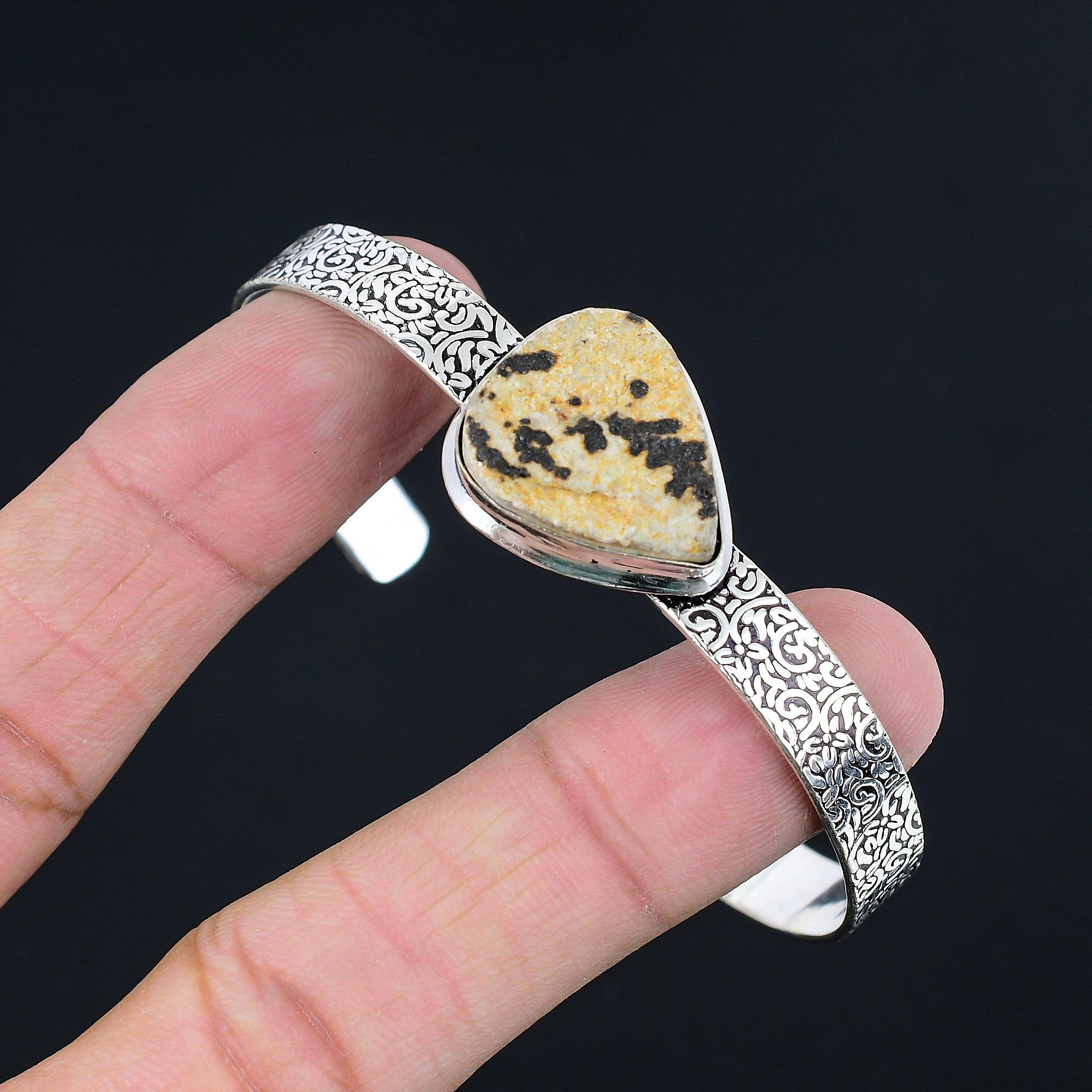 Sterlingsilber Birne Psilomelan Dendrit Stein Art Deco Ehefrau Armreif Armband