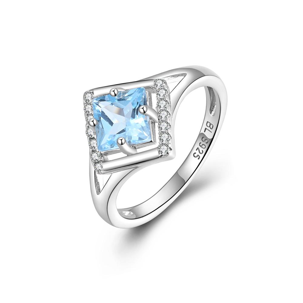 Inel superb cu topaz albastru natural, argint 925, lumina elegantă, femei de lux, cadou pentru aniversare și petrecere și banchet